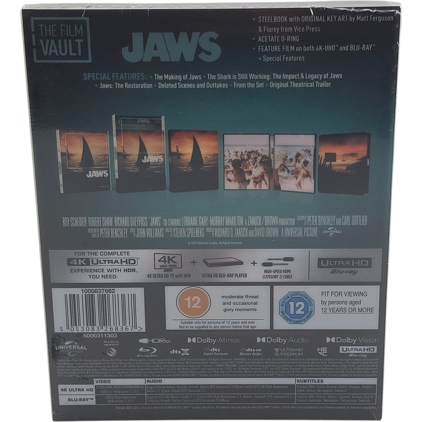 Jaws: SteelBook 4K Ultra HD + Blu-ray Les Dents de la mer Film Vault édition  B