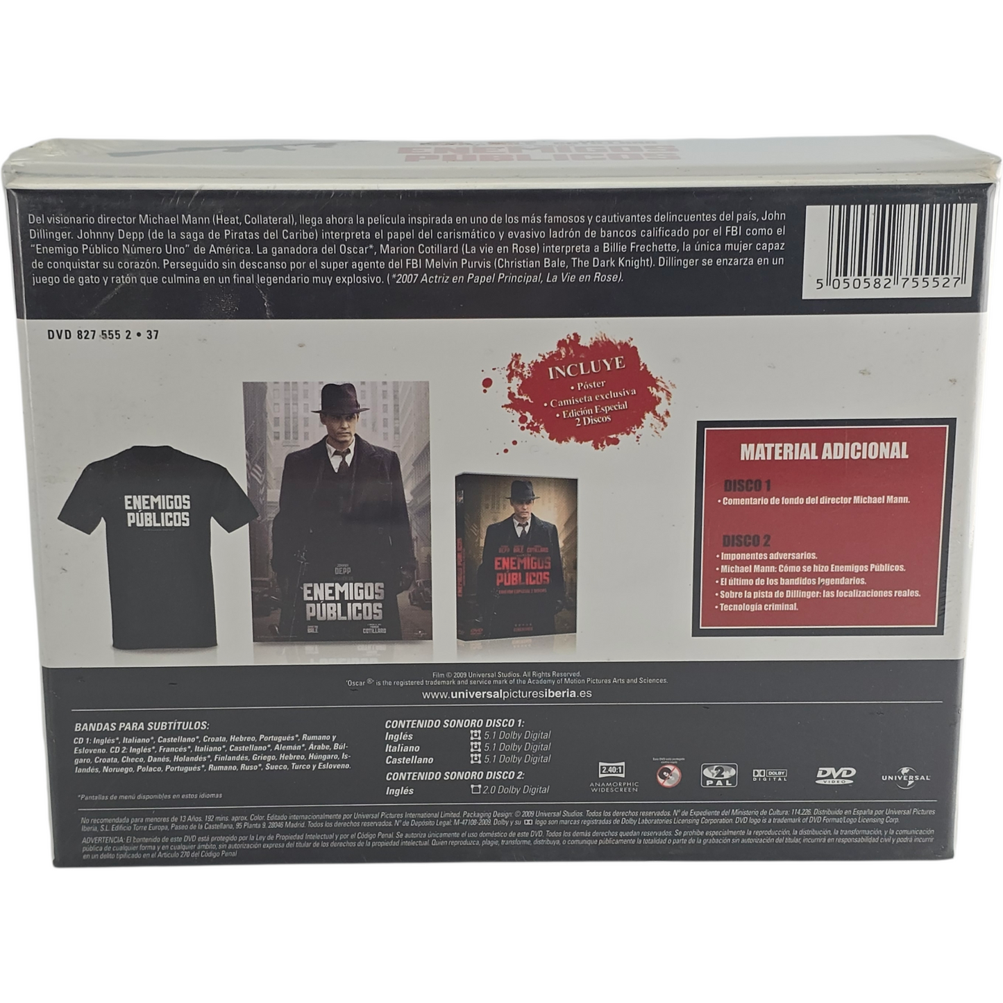Public Enemies 2 X DVD (film + bonus) + T-shirt collector + Poster Zone B