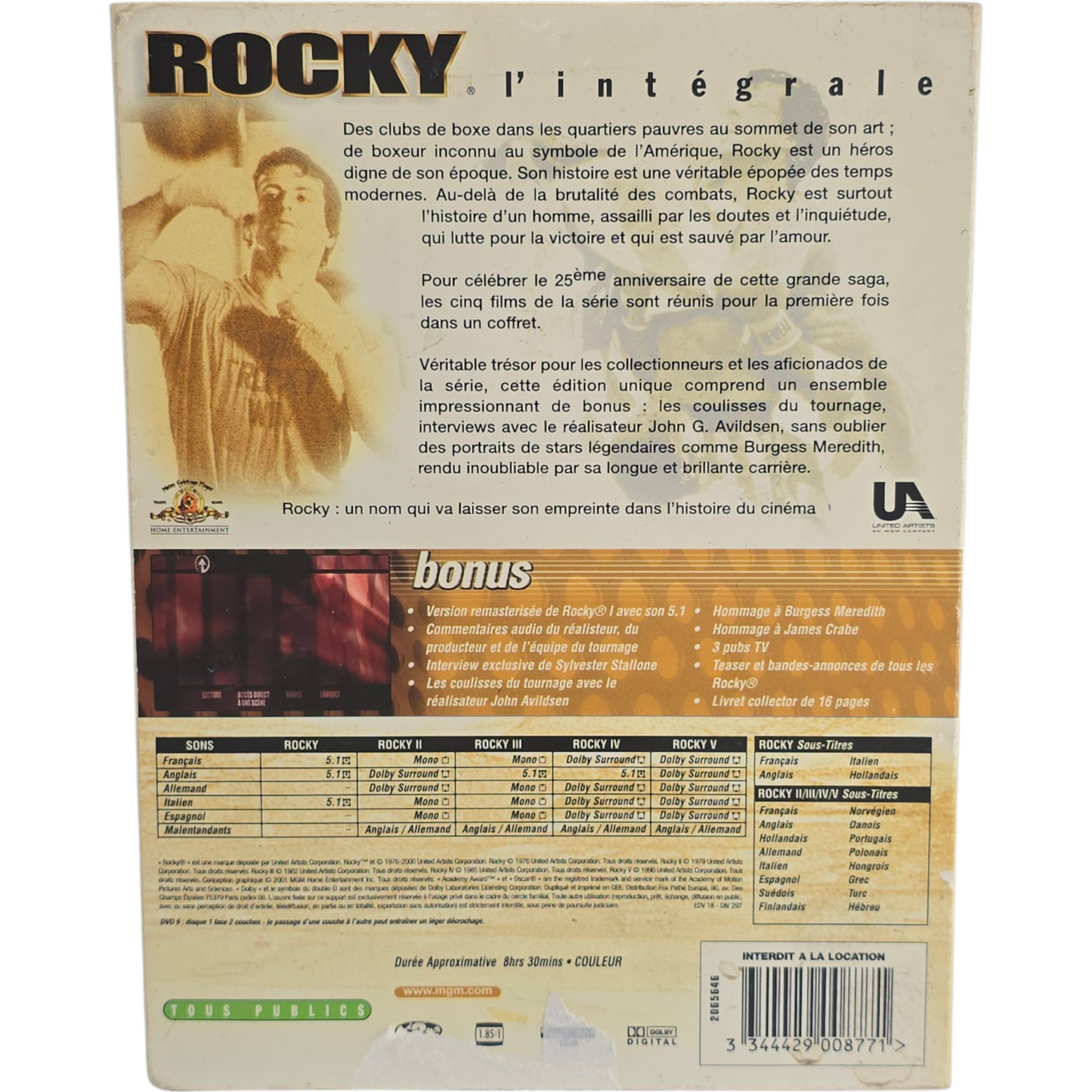 Rocky-L'intégrale Édition Spéciale DVD DigiPack  5 Films Region 2