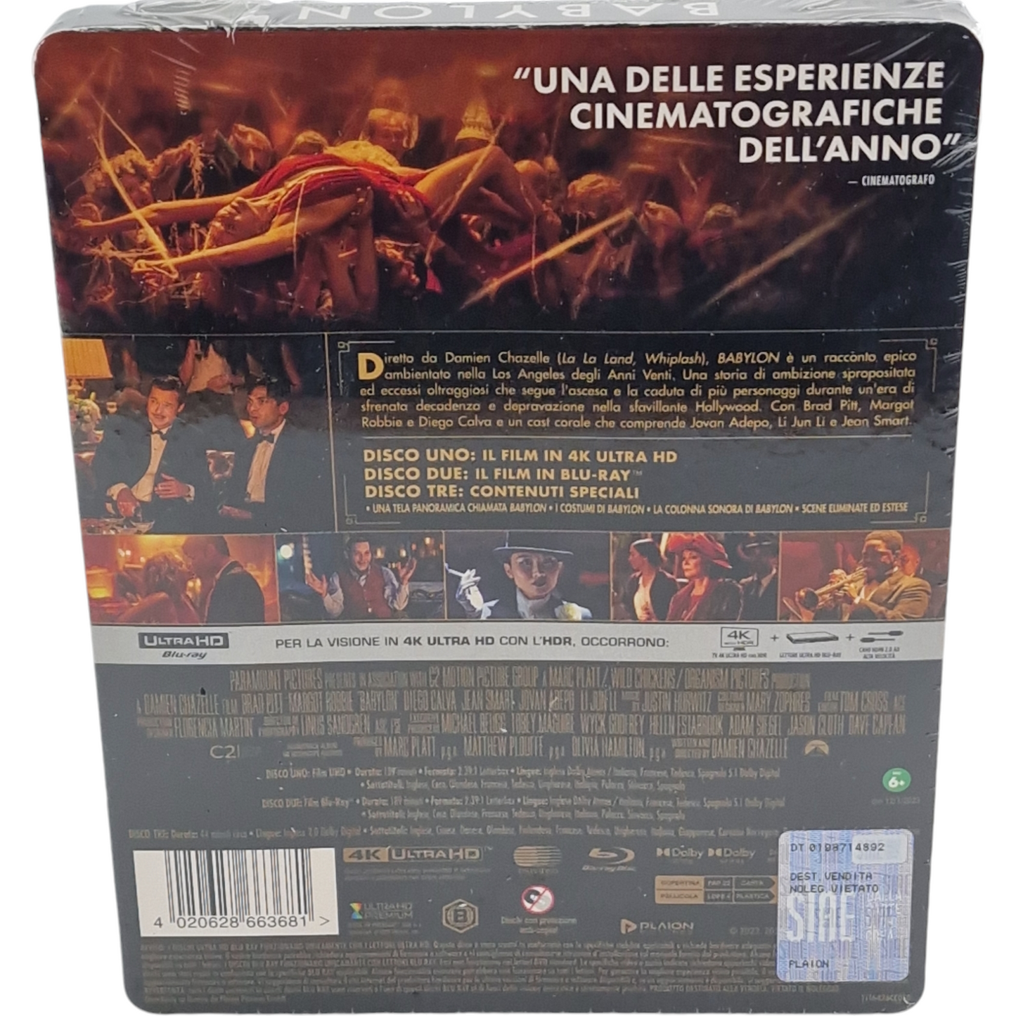 Babylon 4K Ultra HD + Blu-ray SteelBook Brad Pitt, Margot Robbie Region B