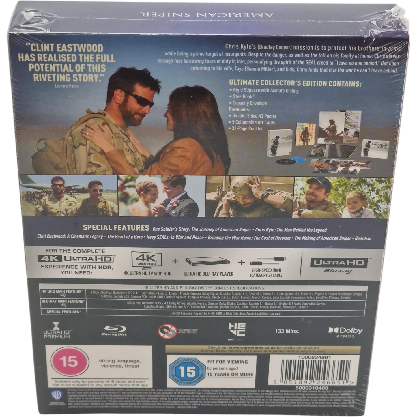 American Sniper 4K Ultra HD+Blu-ray SteelBook Collector Clint Eastwood,Bradley Cooper B