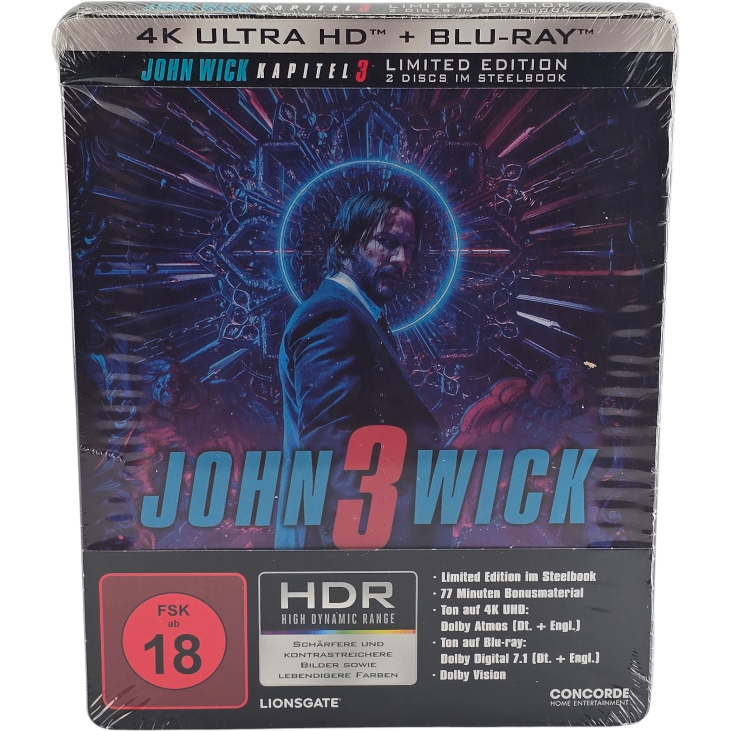John Wick: 3 Parabellum SteelBook 4K Ultra HD + Blu-ray Keanu Reeves Zone B[-18]