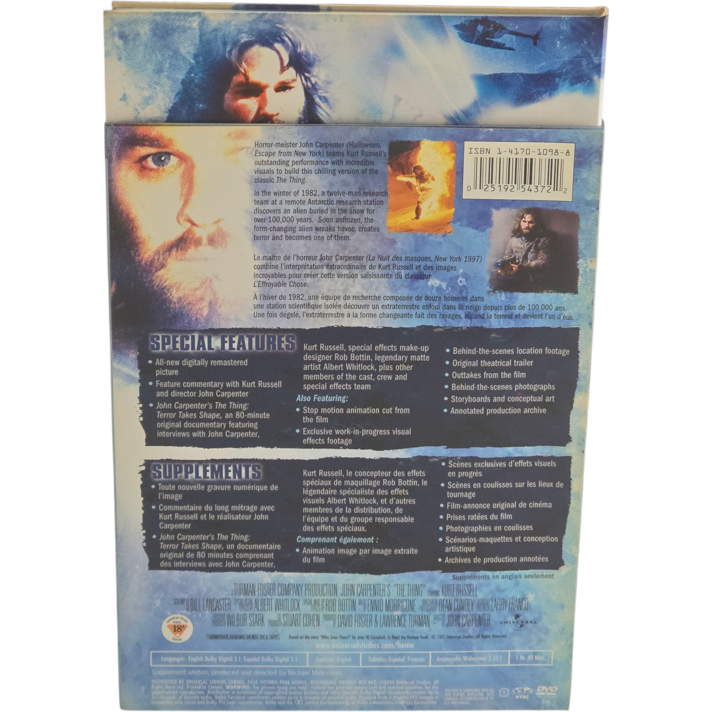 The Thing DVD Collector's John Carpenter Kurt Russell Zone 1 [ -18]