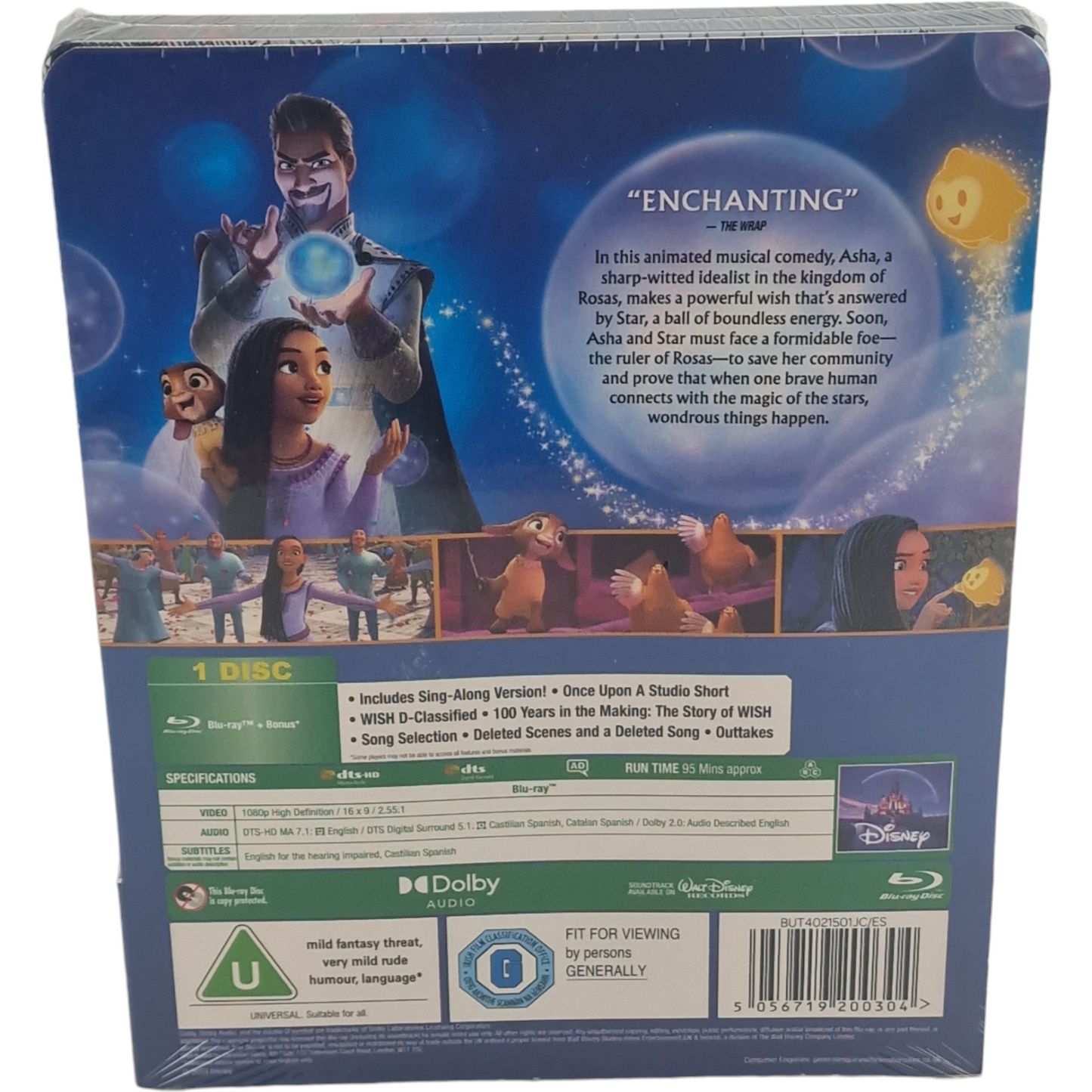 Wish  Blu-ray Steelbook Disney Buena Vista Ariana DeBose, Chris Pine 2023  B