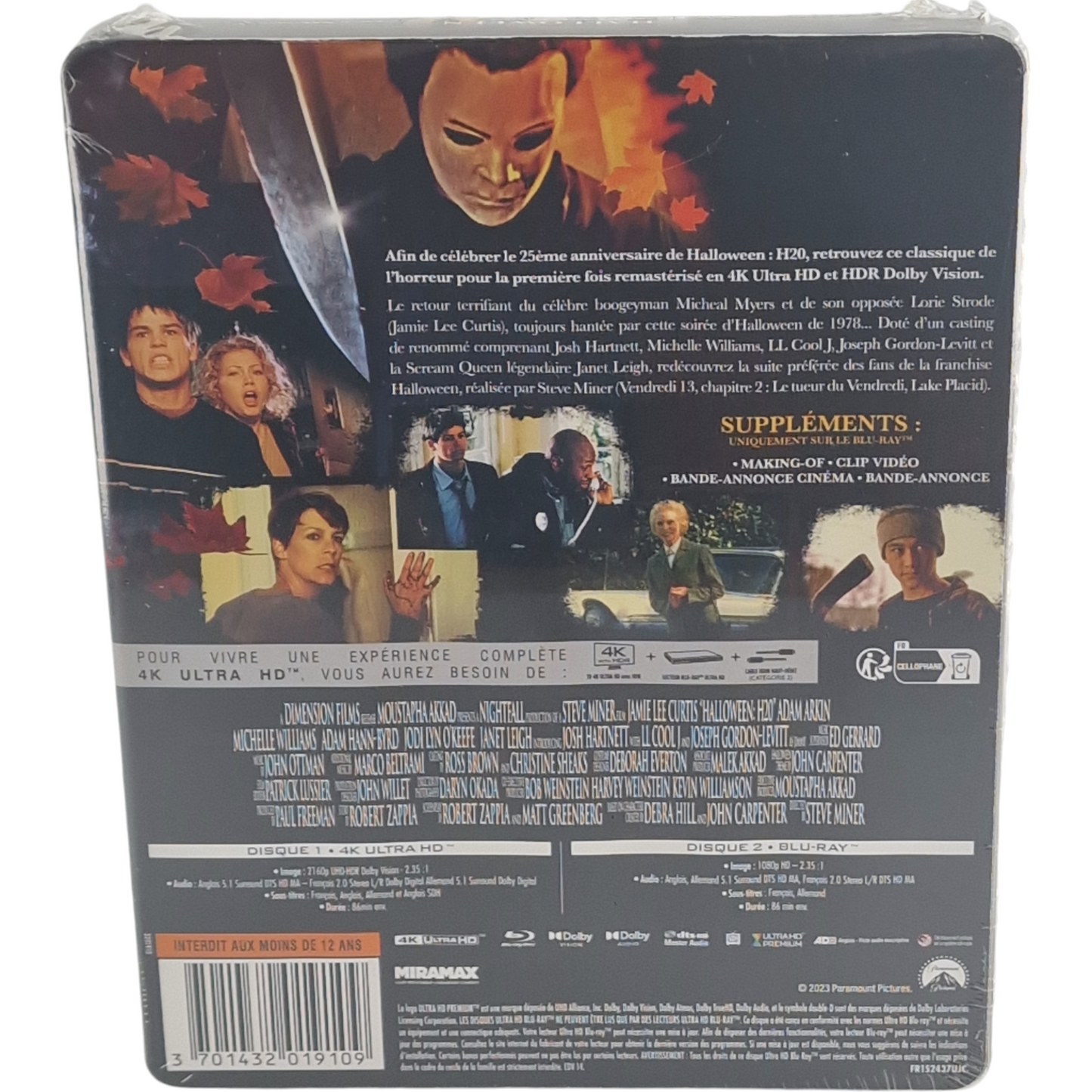 Halloween H20 SteelBook 4 K Ultra HD + Blu-ray 20 Ans Après [-18] Zone B