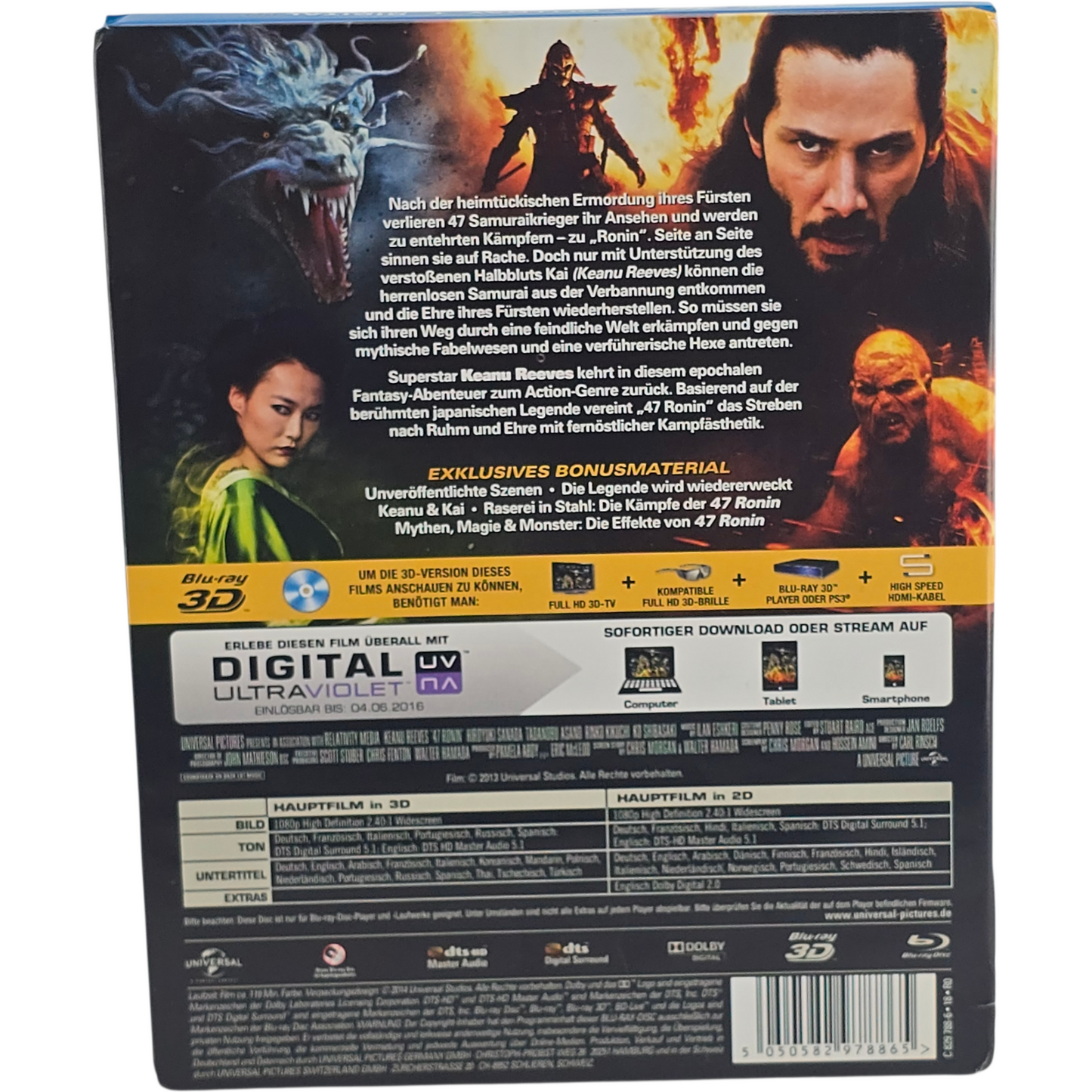 47 Ronin Blu-ray 3D + 2D SteelBook Débossé Limitée Keanu Reeves  Libre