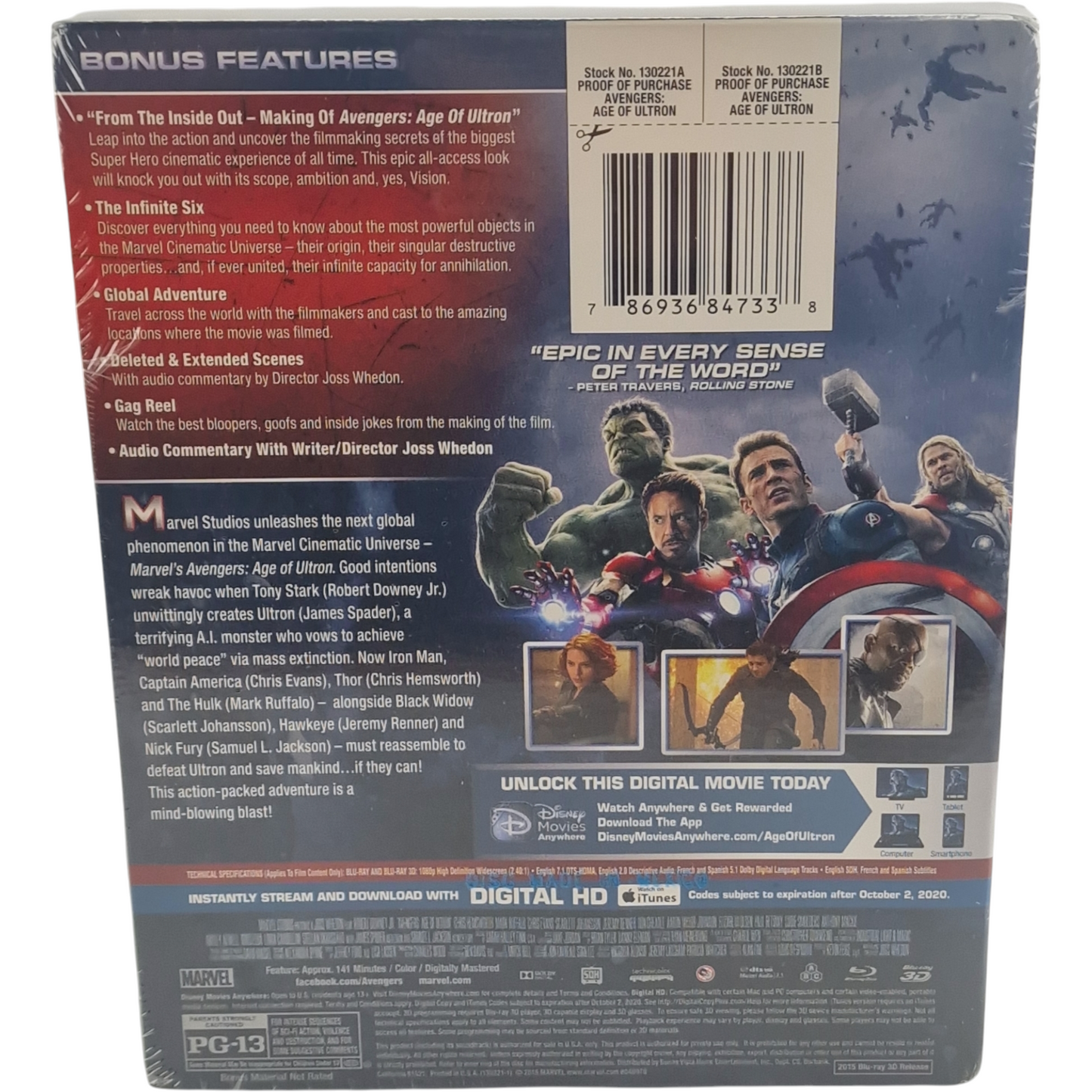 Avengers: Age of Ultron Blu-ray 3D + 2D SteelBook Débossé Best Buy 2018 A Zone