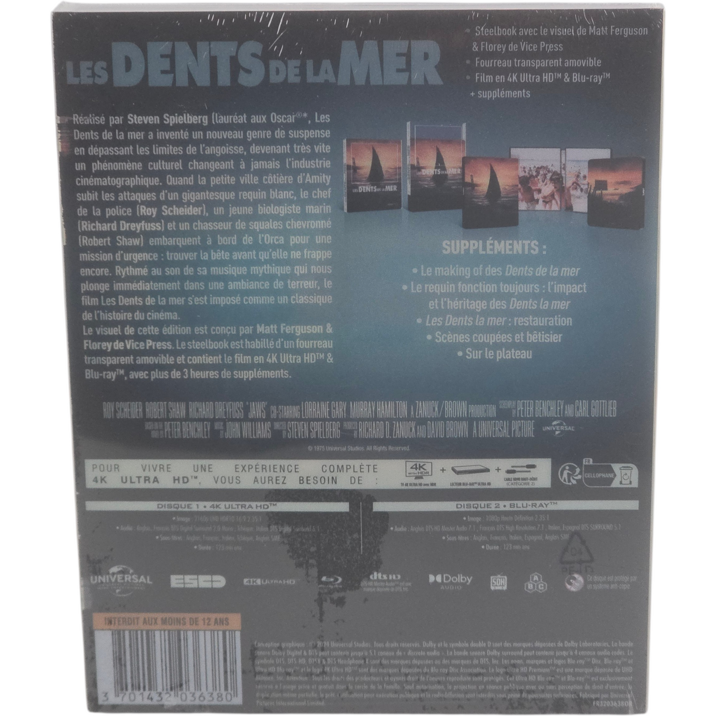 Jaws: SteelBook 4K Ultra HD + Blu-ray Les Dents de la mer Film Vault édition  B