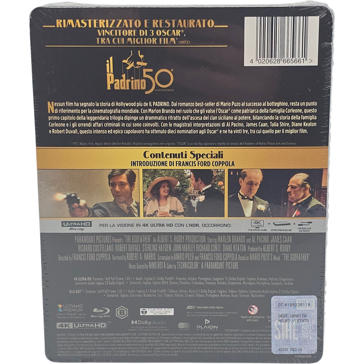 Le Parrain SteelBook 4K Blu-ray 50e Anniversaire Italie Brando Al Pacino