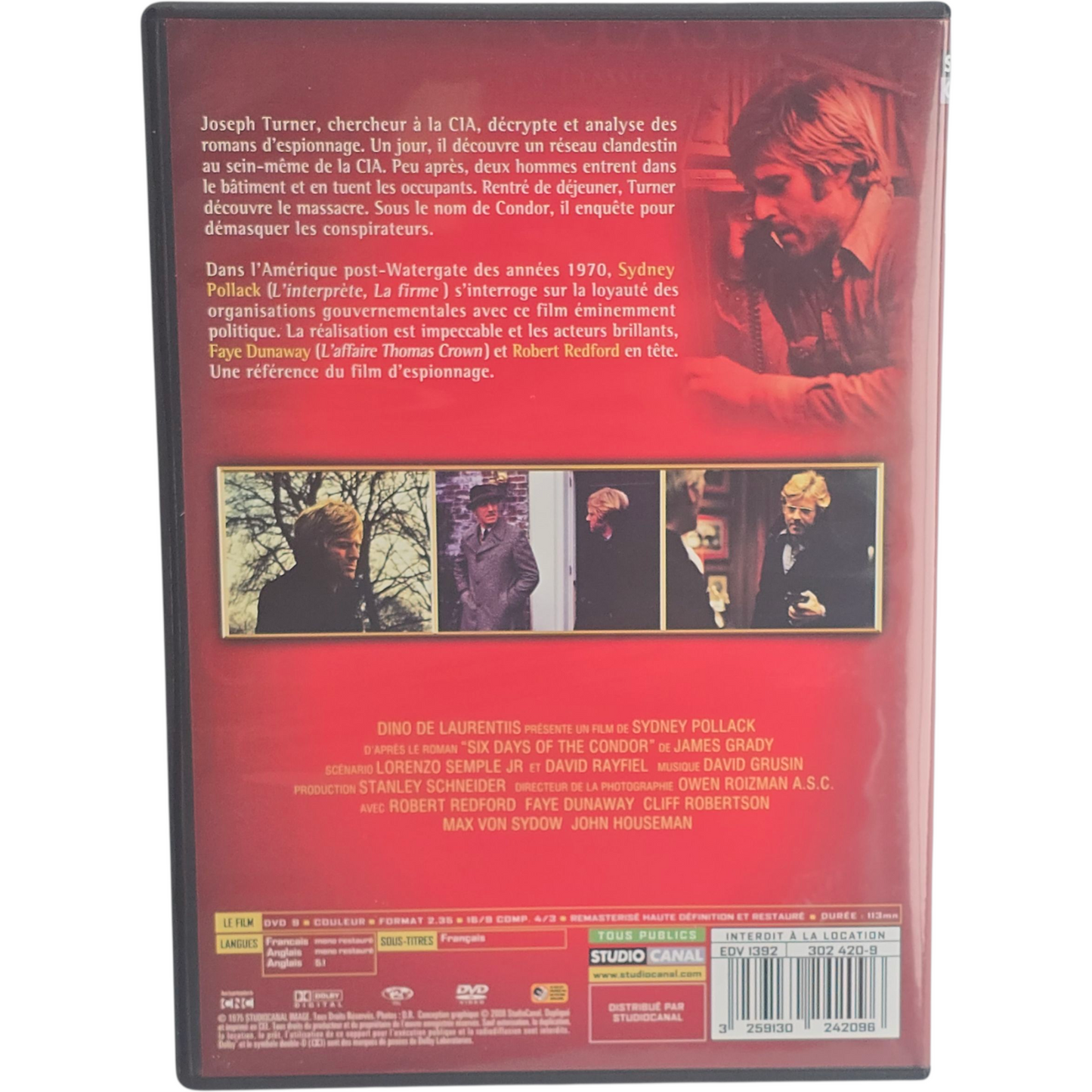 Robert Redford Collection DVD L'arnaque, 3 jours du condor, Out of Africa Region 2