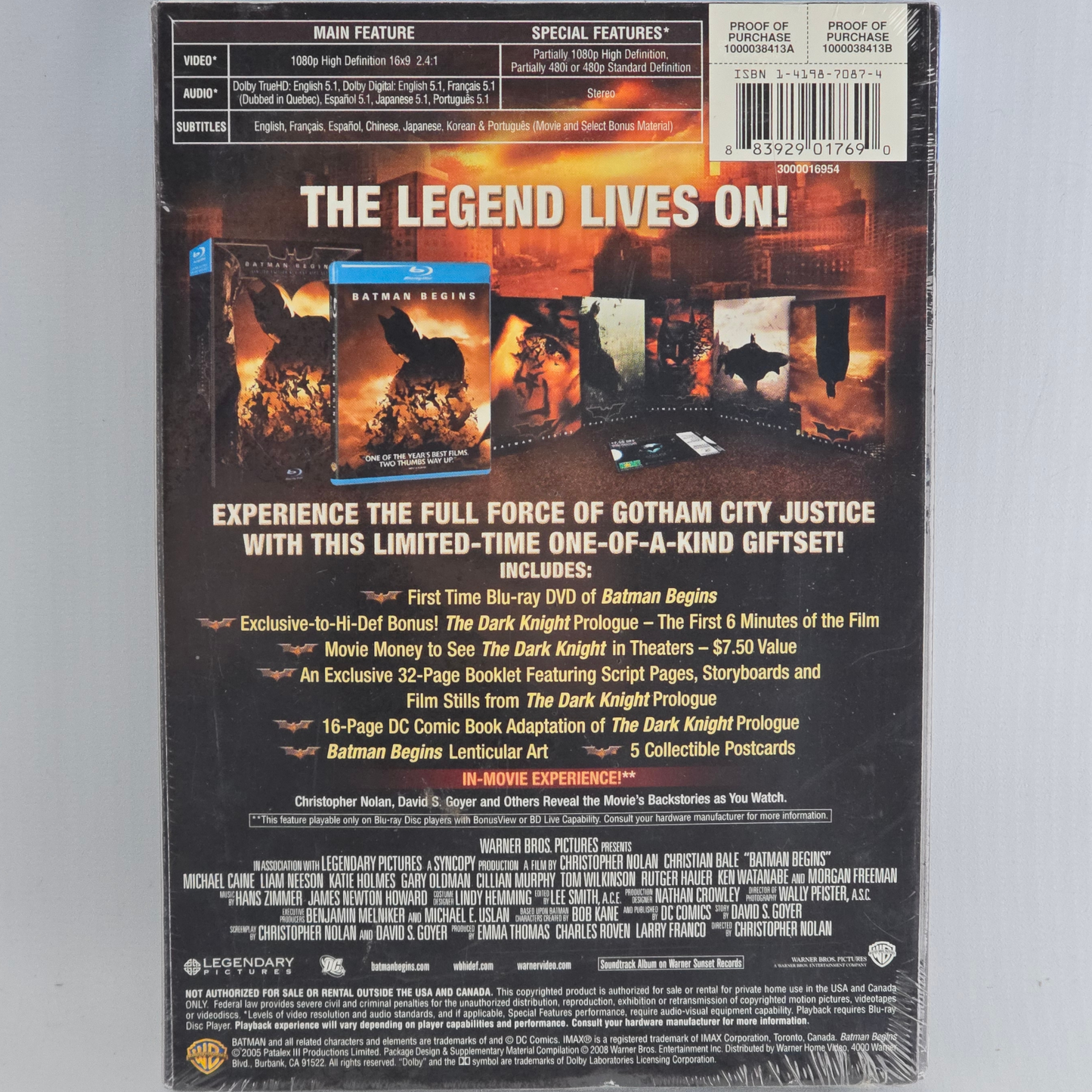 Batman Begins  Limited Edition Gift Set Blu-ray avec Lenticular + Comic Book Zone 1