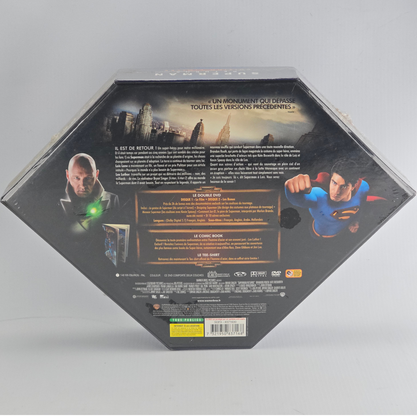 Superman returns 2X DVD Coffret Prestige Edt ltd+ 1 Tee-shirt officiel Superman Zone 2