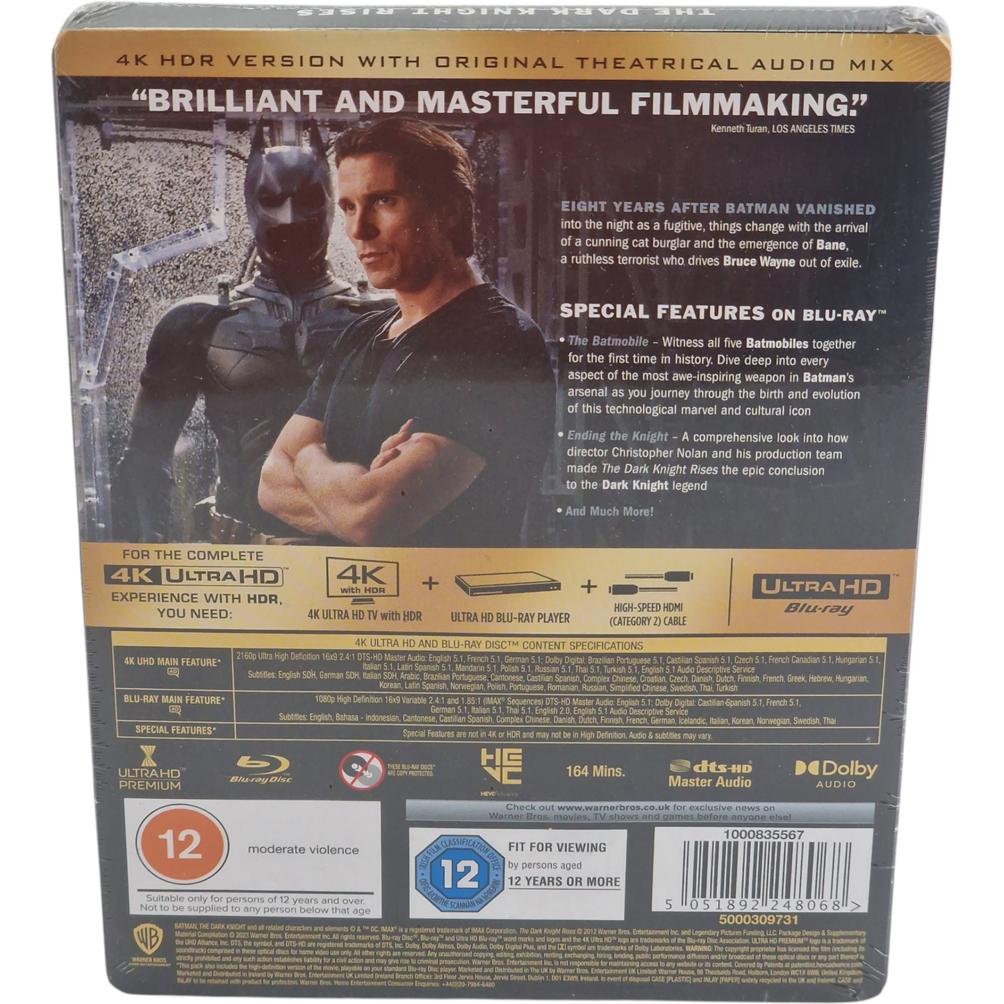 The Dark Knight Rises  SteelBook 4K Ultra HD +Blu-ray Zavvi Limitée  Libre