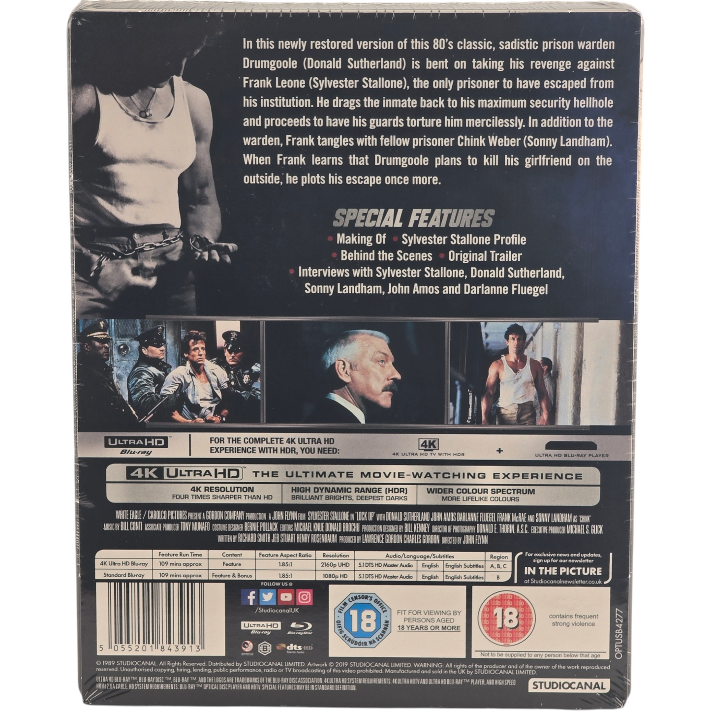 Lock Up Steelbook 4K Ultra HD + Blu-ray Zavvi Exclusif Sylvester Stallone[-18] B