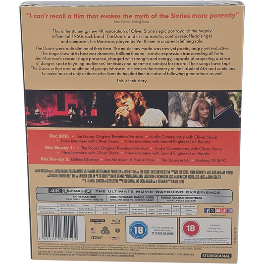 The Doors 1991 Oliver Stone 4K Ultra HD + Blu-ray 3 Disques Val Kilmer B