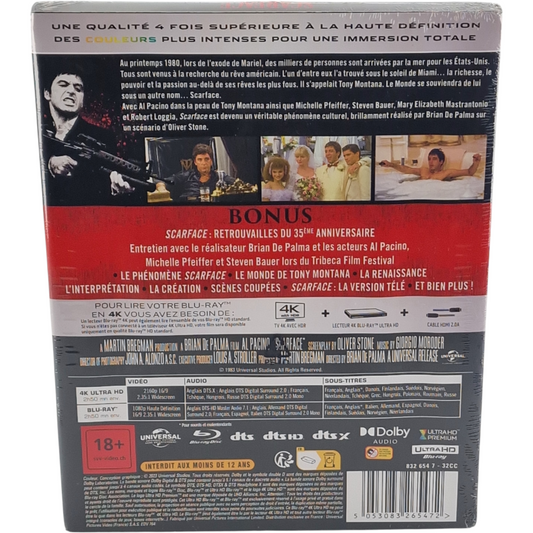 Scarface SteelBook 4K Blu-ray France VF Mono 40e anniversaire Al Pacino DTS:X