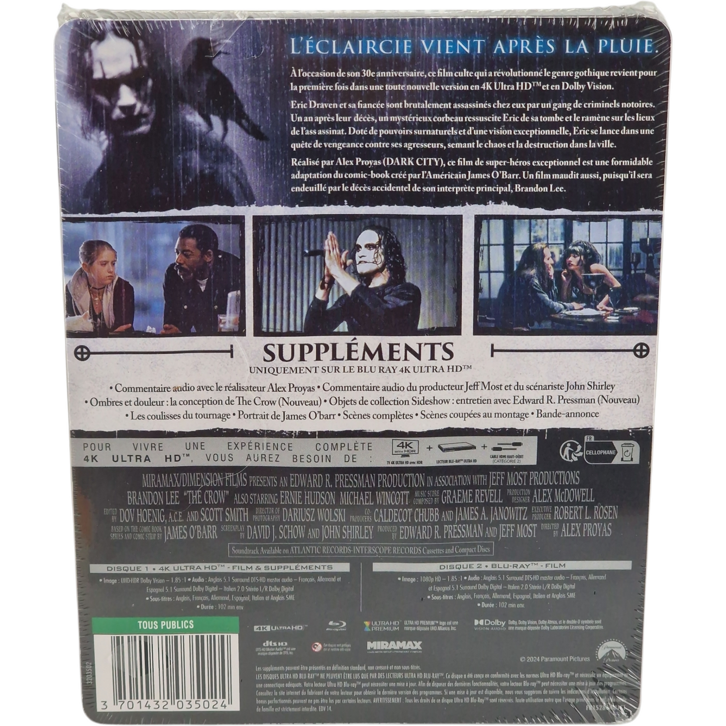 The Crow 4K Ultra HD+Blu-ray SteelBook Limité Collector's Brandon Lee[-18]Libre
