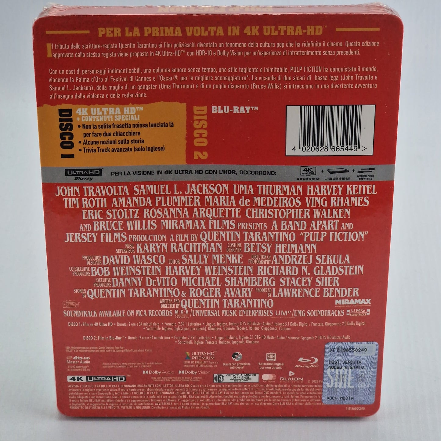 Pulp Fiction SteelBook 4K Ultra HD +Blu-ray éd limité Tarantino Travolta [-18] B