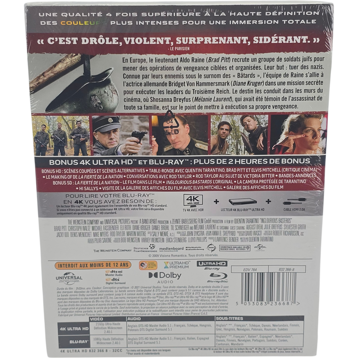 Inglourious Basterds  4K Ultra HD+Blu-ray SteelBook édi Ltd Brad Pitt [-18] B