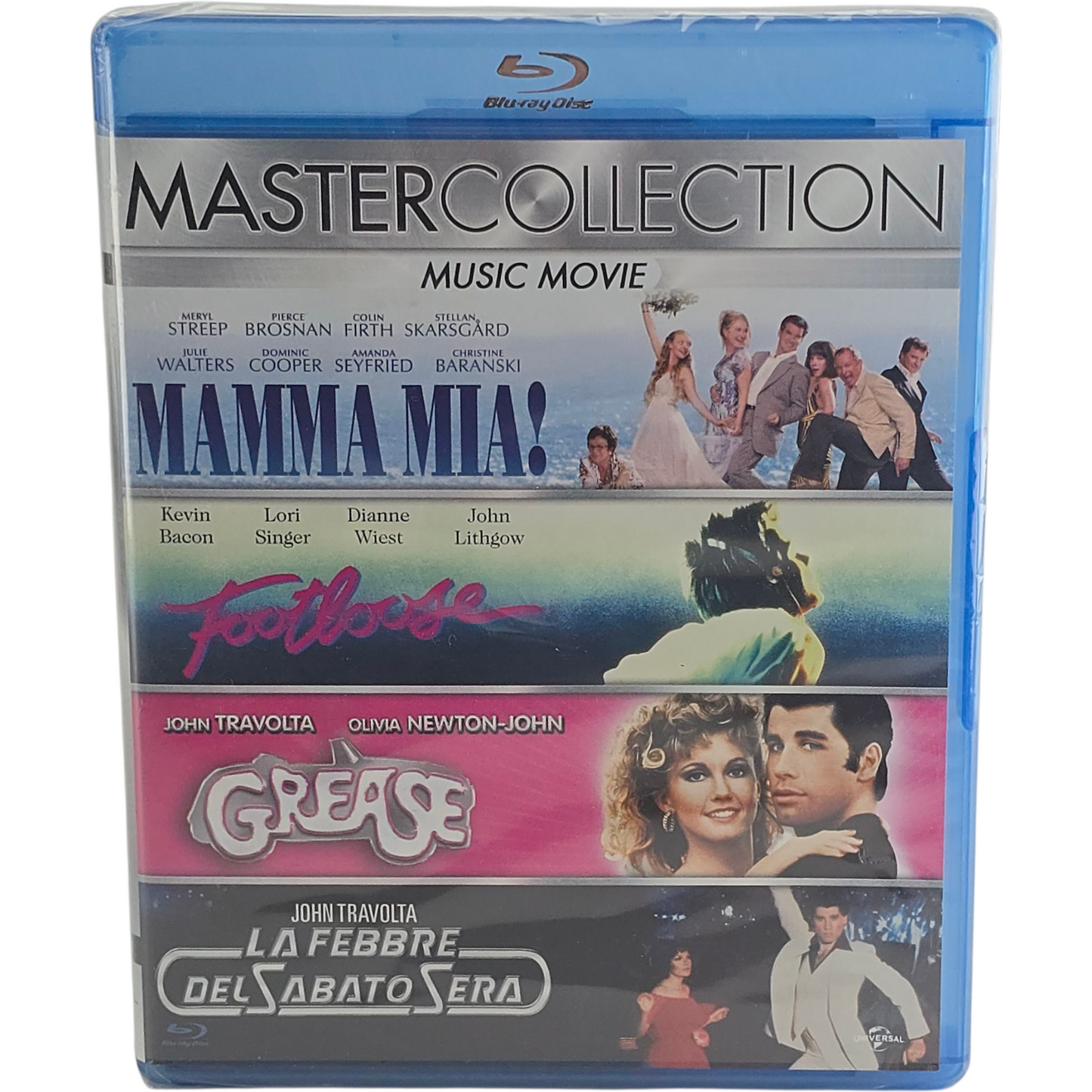 Music Movie Blu-ray 4 Films  Mamma Mia! – Footloose – Grease – La Fièvre du Samedi Soir VO