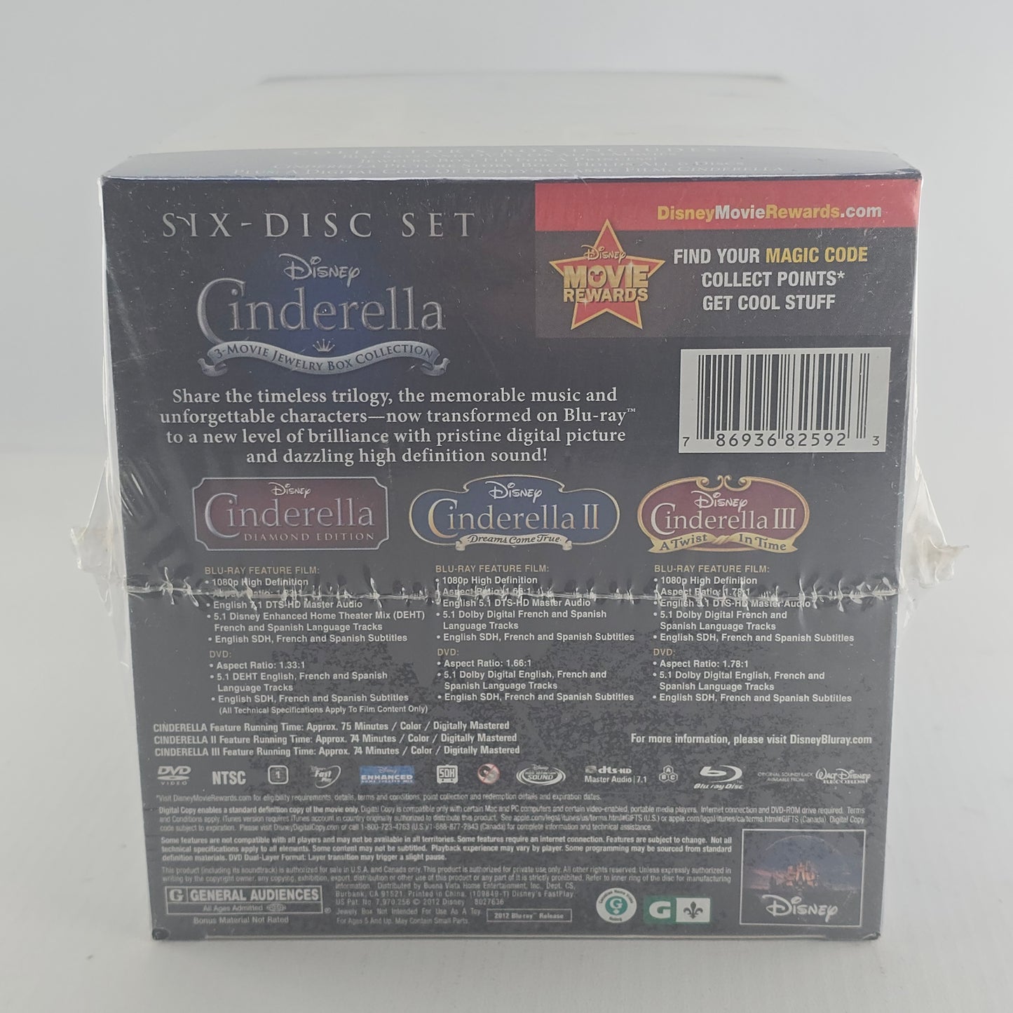 Cinderella Trilogy Blu-ray+ DVD + Jewelry Box Packaging Collector Zone A Disney