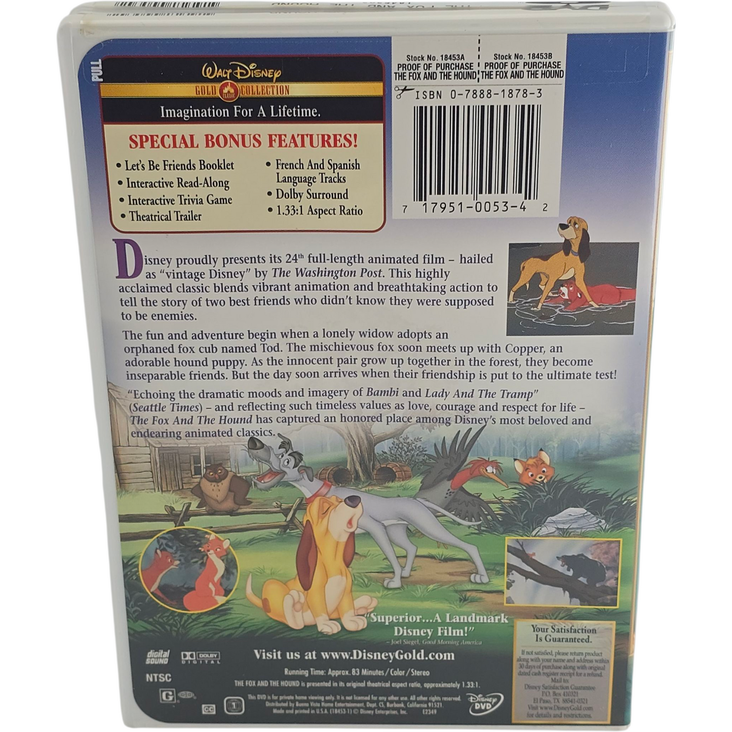 The Fox and the Hound DVD Disney Gold Classic Collection Zone 1 US Import