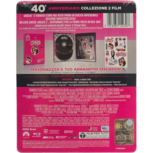 Grease 1 + 2 - SteelBook Blu-ray embossé - 40e anniversaire avec aimants Italie