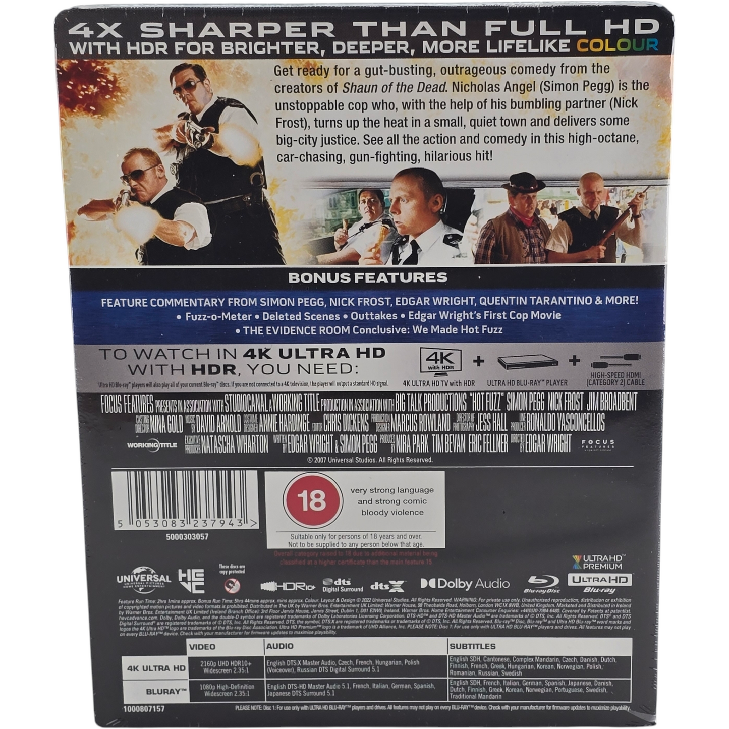 Hot Fuzz Blu-ray Steelbook 4K Ultra HD + Blu-ray Zavvi édition Limitée  B [-18]