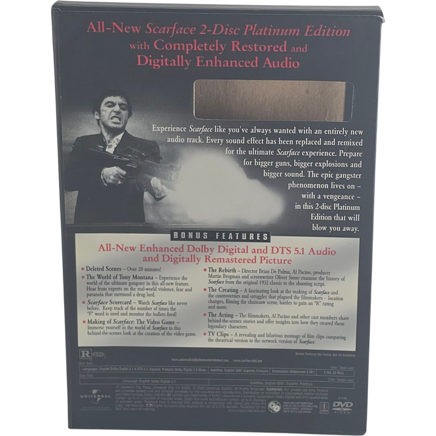 Scarface DVD Platinum Edition Brian De Palma  Al Pacino Zone 1 US Import