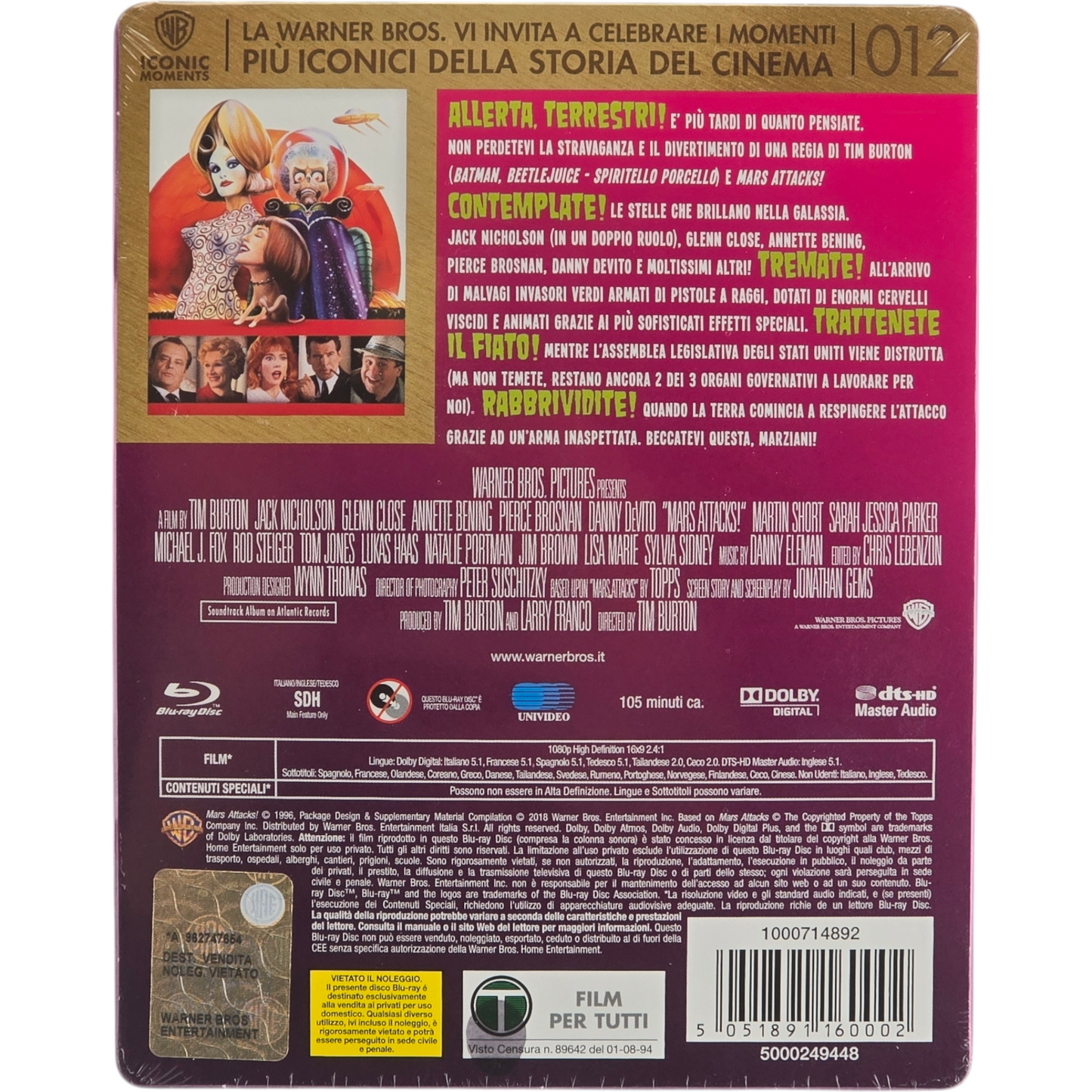 Mars Attacks! 1996 SteelBook Blu-ray Iconic Moments Tim Burton Jack Nicholson B