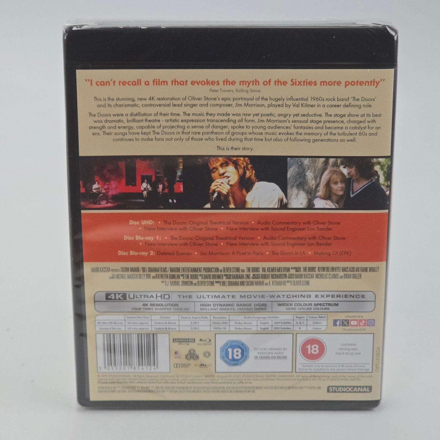 The Doors 1991 Oliver Stone 4K Ultra HD + Blu-ray 3 Disques Val Kilmer  B [-18]