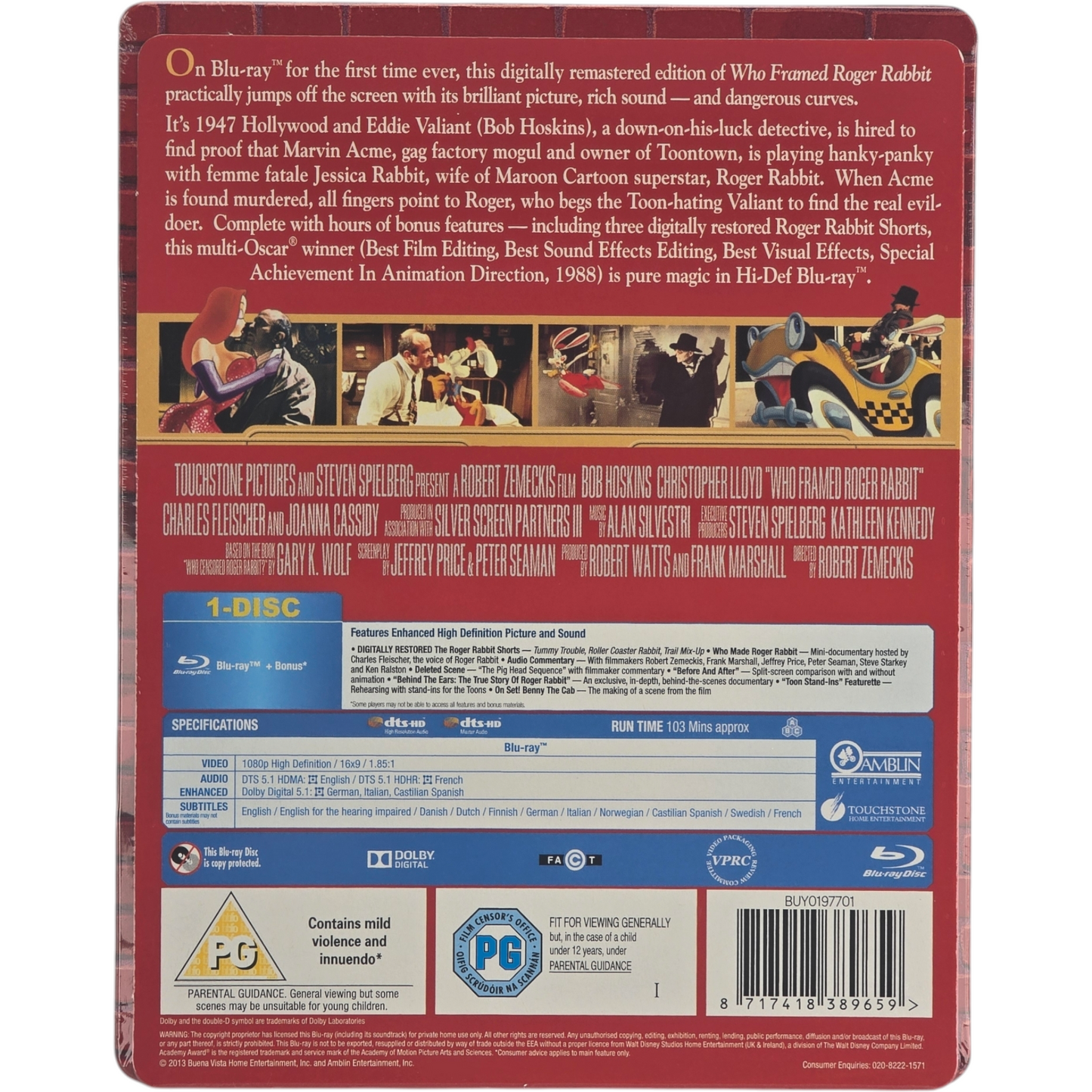 Who Framed Roger Rabbit Blu-ray SteelBook Zavvi Exclusif 25e anniversaire Libre