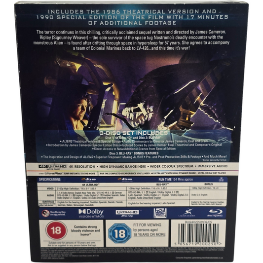 Aliens 4K Ultra HD + Blu-ray + fourreau James Cameron – Zone libre