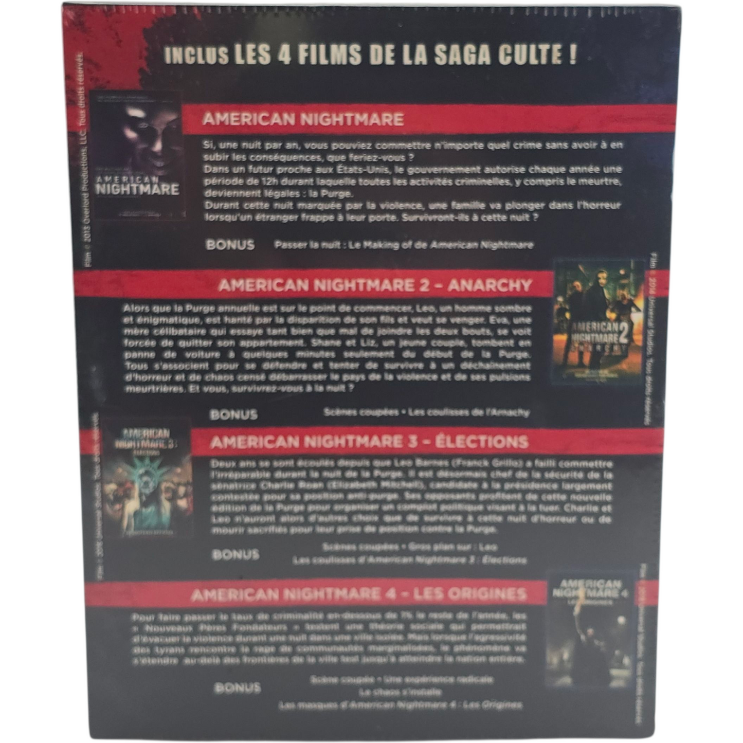 American Nightmare Blu-ray Coffret 4 films:James DeMonaco,Gerard McMurray [-18] B