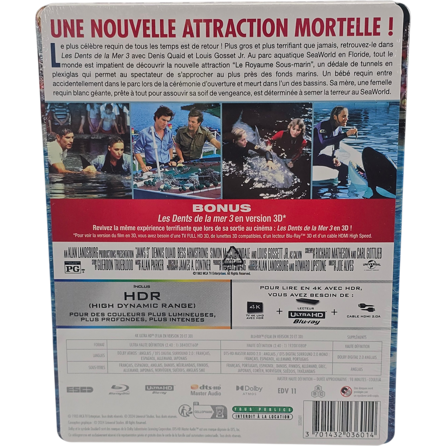 Jaws 3 SteelBook  4K Ultra HD + Blu-ray Les Dents de la mer 3 Rigion Libre