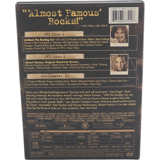 Almost Famous: Untitled – The Bootleg Cut Coffret 2 DVD + CD – Zone 1