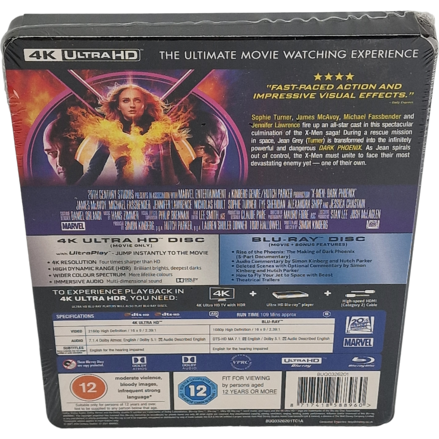 X-Men: Dark Phoenix SteelBook 4K Ultra HD +Blu-ray Lenticulaire Zavvi Zone Libre