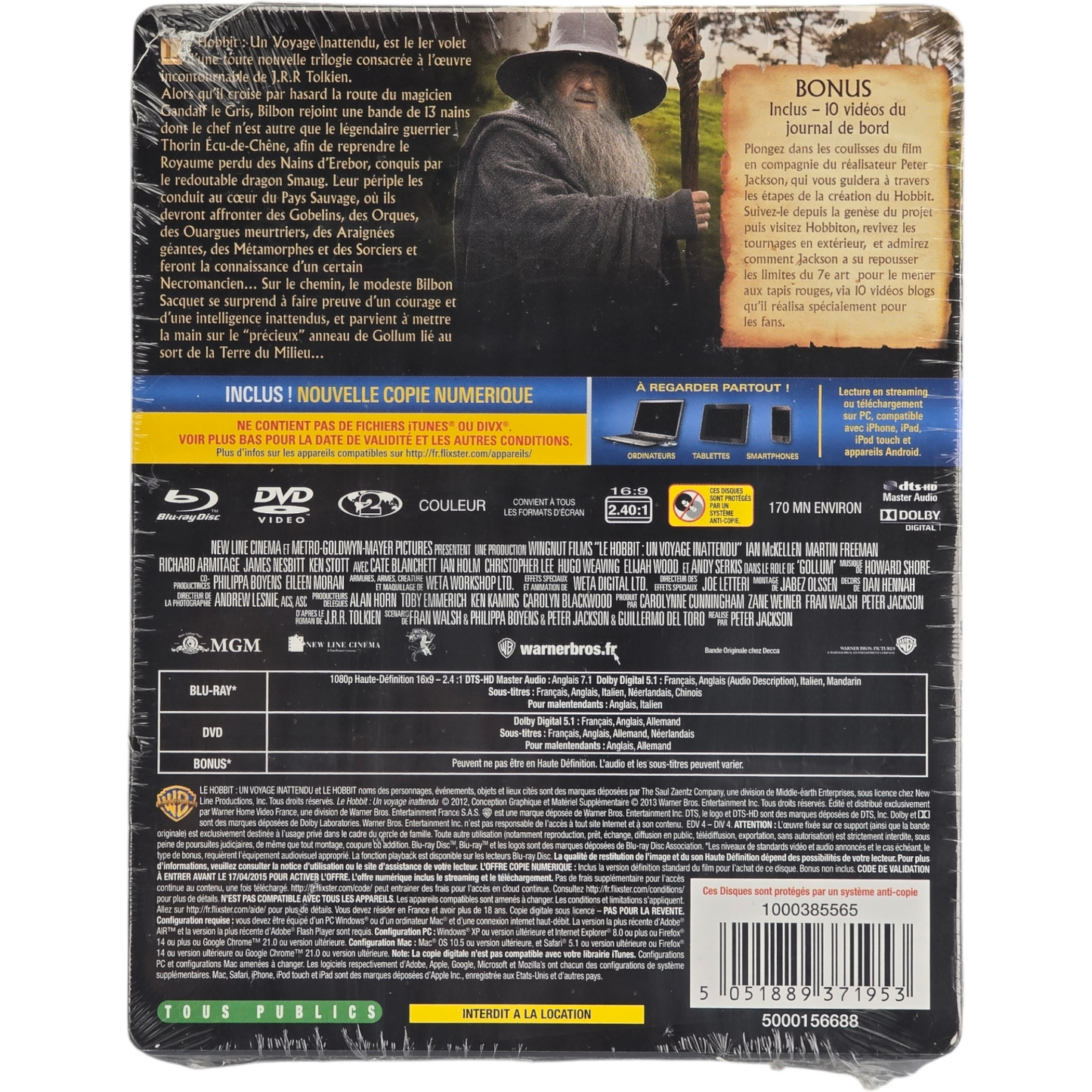 Le Hobbit : un voyage inattendu Gollum Steelbook Blu-ray + DVD + Digital Zone B