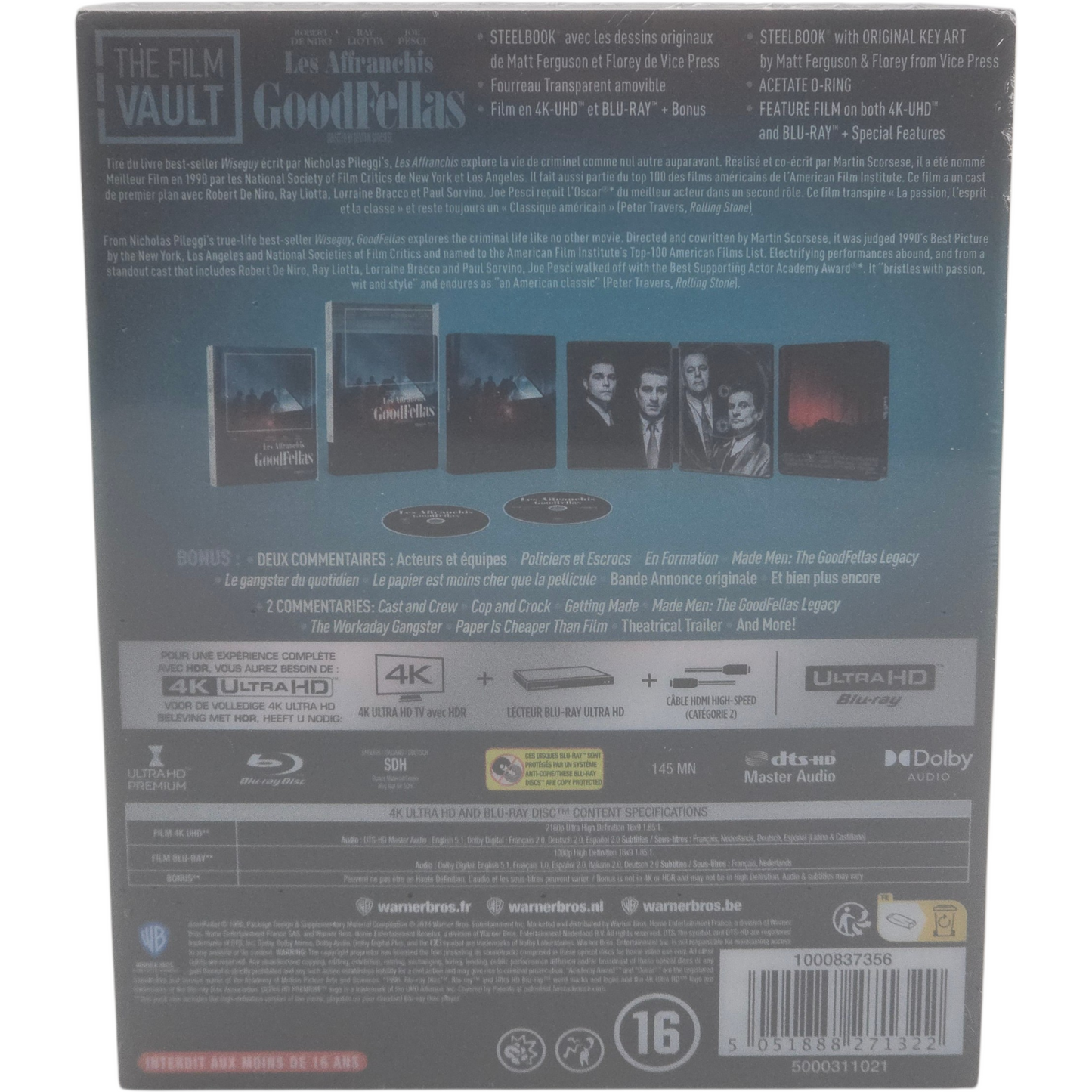 GoodFellas Les Affranchis SteelBook 4K Ultra HD + Blu-ray  the Vault édt Zone B