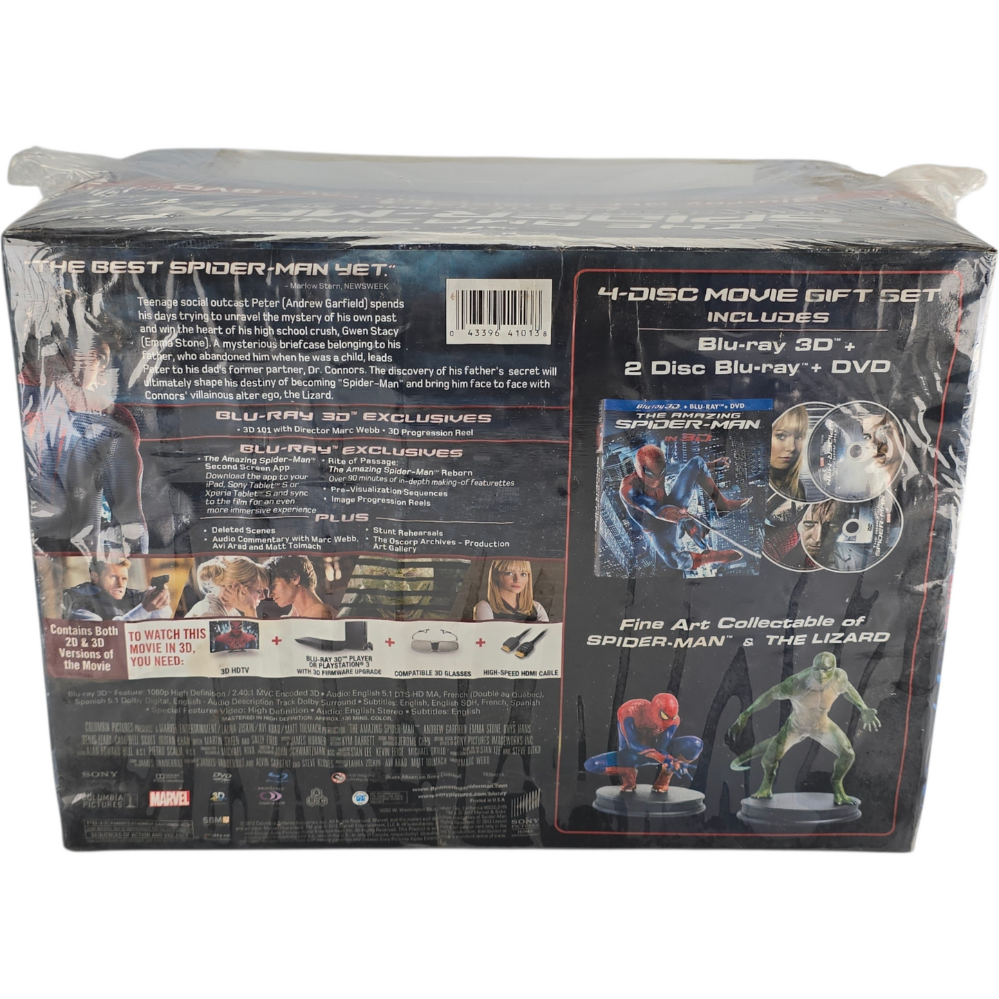 The Amazing Spider-Man 3D + 2D + DVD Collector Ltd Edt + Figurines  Zone 1
