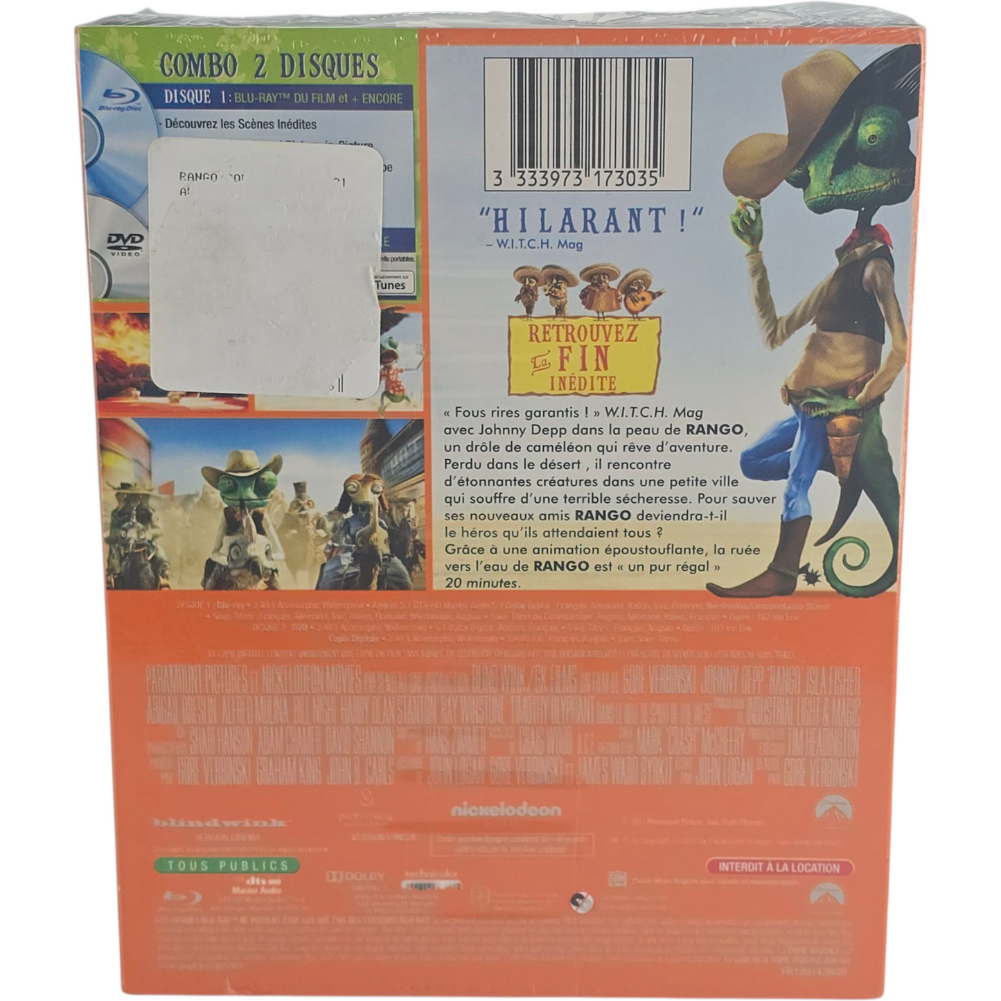 Rango  Combo Blu-ray + DVD Disney Gore Verbinski  Zone B