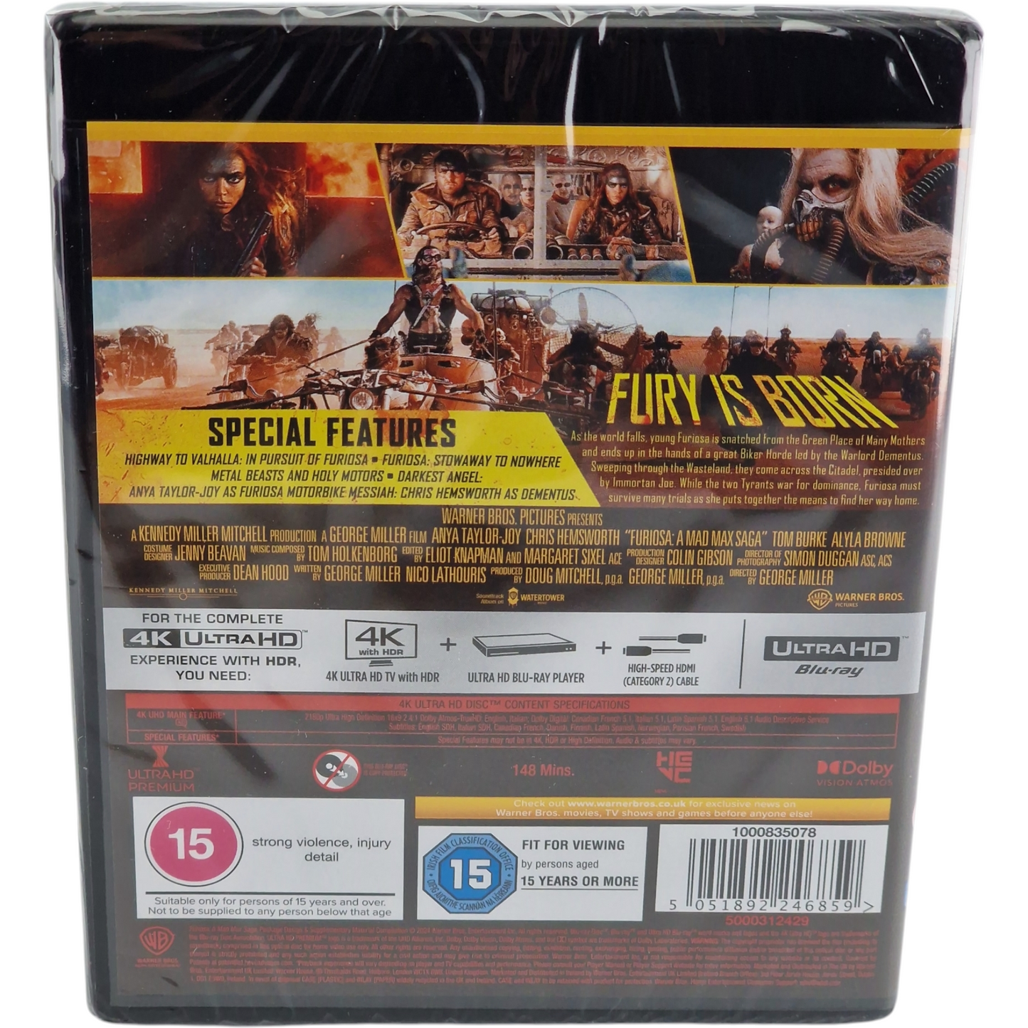 Furiosa : A Mad Max Saga 4K Ultra HD + [étui] Chris Hemsworth 2024 Region Libre