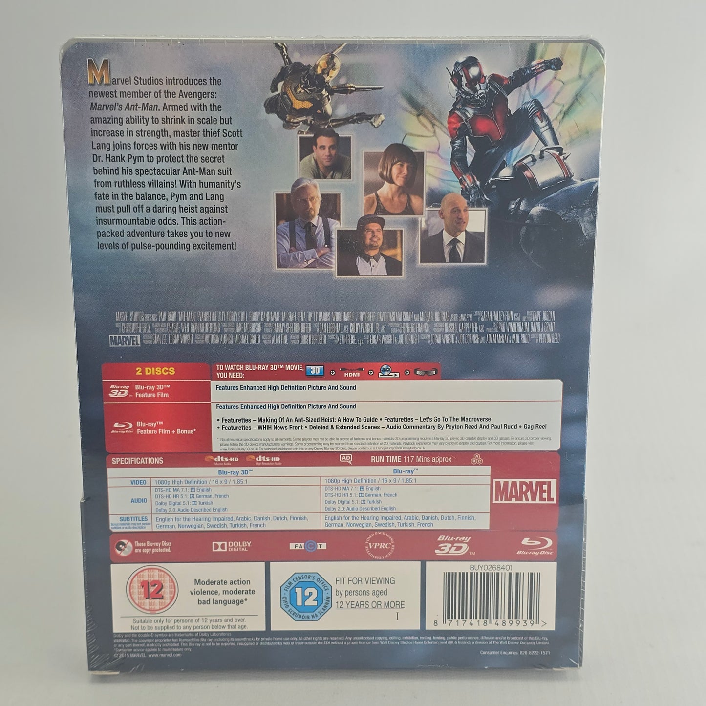 Ant-Man SteelBook Lenticulaire Blu-ray 3D + Blu-ray Zavvi édt Limitée Zone B.A