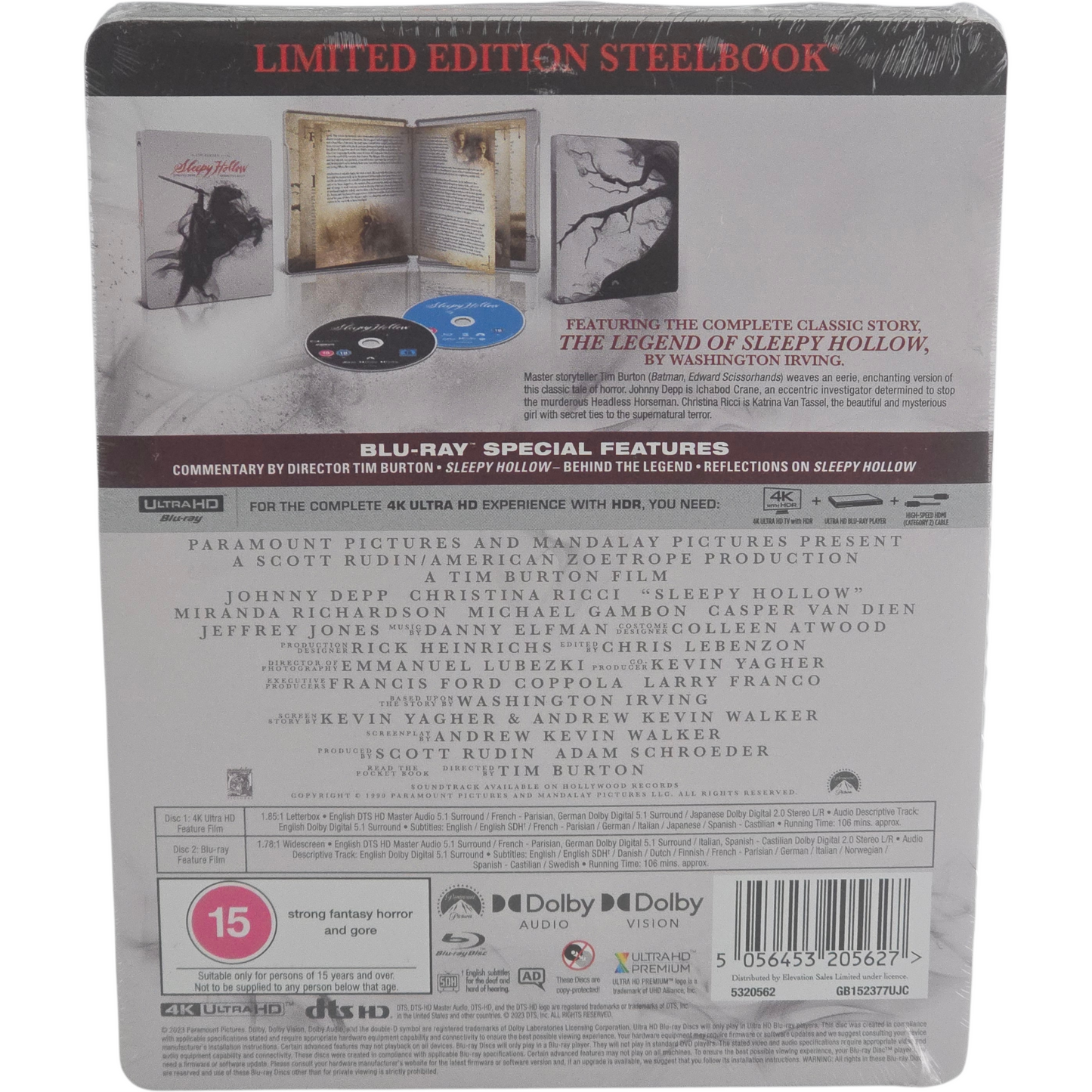 Sleepy Hollow 4K Ultra HD + Blu-ray Steelbook Johnny Depp Limited Edition Zone B