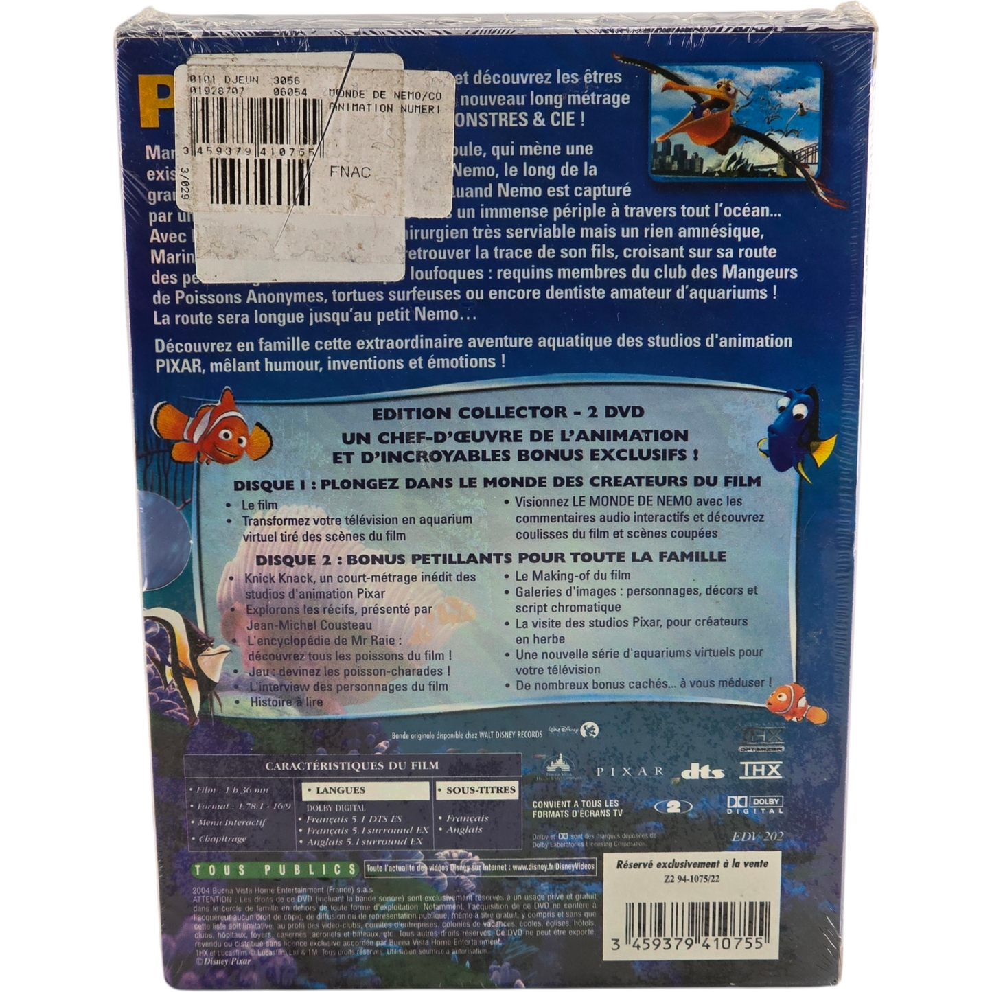 Le Monde de Nemo 2 X DVD Édition Collector  Disney Pixar 2000 Andrew Stanton  B