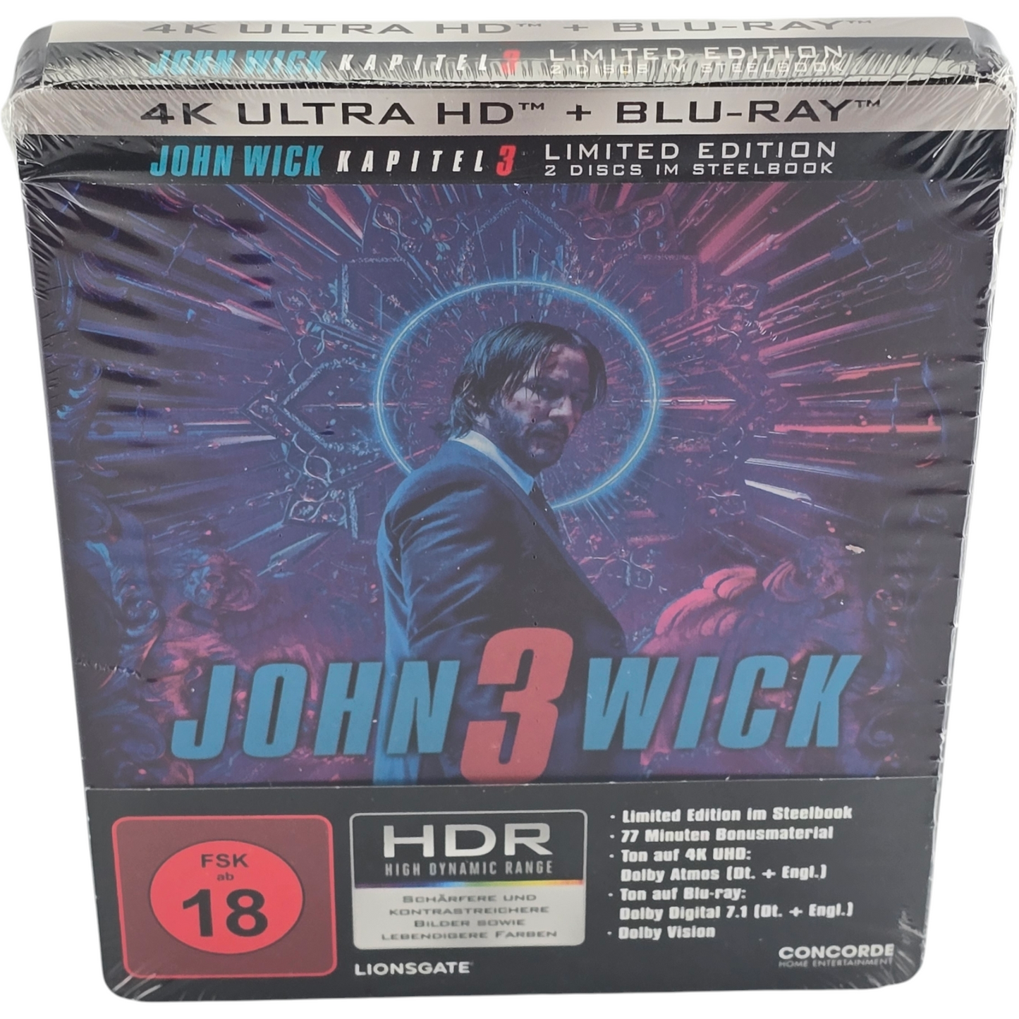 John Wick: 3 Parabellum SteelBook 4K Ultra HD + Blu-ray Keanu Reeves Zone B[-18]