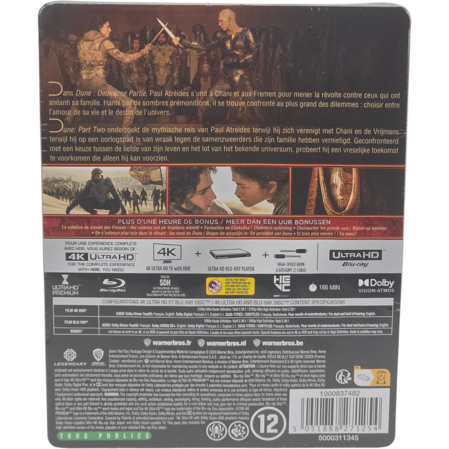 Dune 2 SteelBook 4K Ultra HD +Blu-ray  Édition Limitée Timothée Chalamet 2021