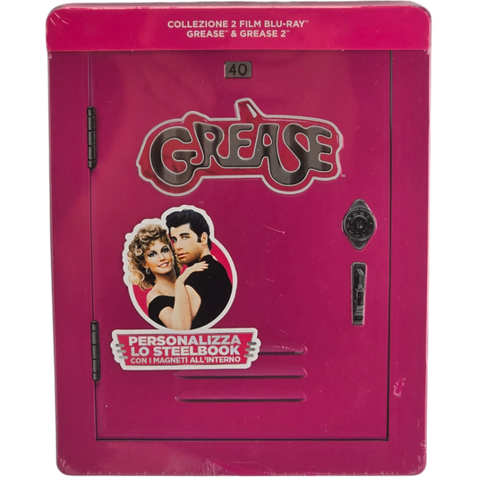 Grease 1 + 2 SteelBook Blu-ray Coffret 2 Films 40e Anniversaire Magnets VF