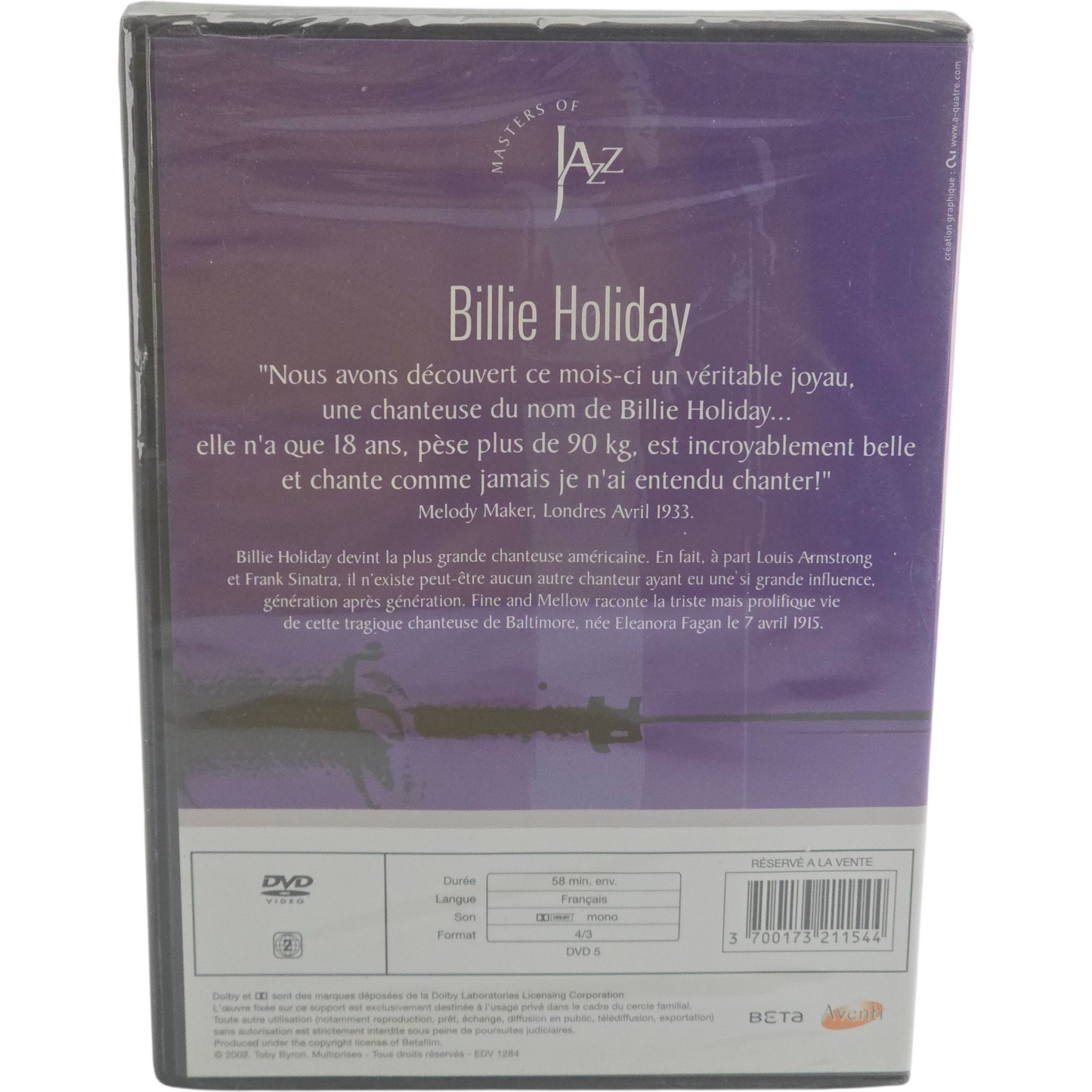 Billie Holiday de Jazz, Master Of - DVD Zone 2