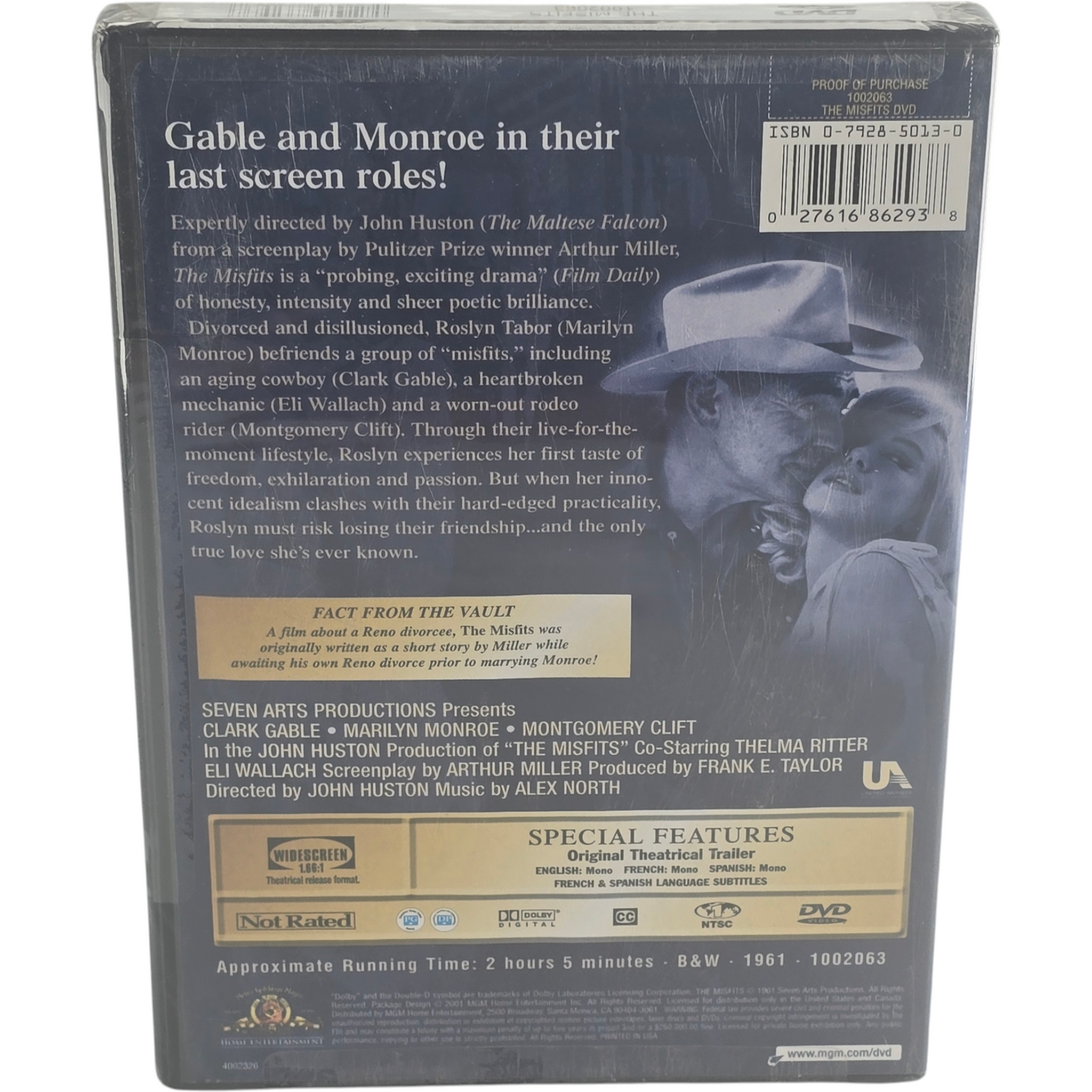 The Misfits [Les Désaxés] DVD 2001 Clark Gable, Marilyn Monroe  1961  Zone 1